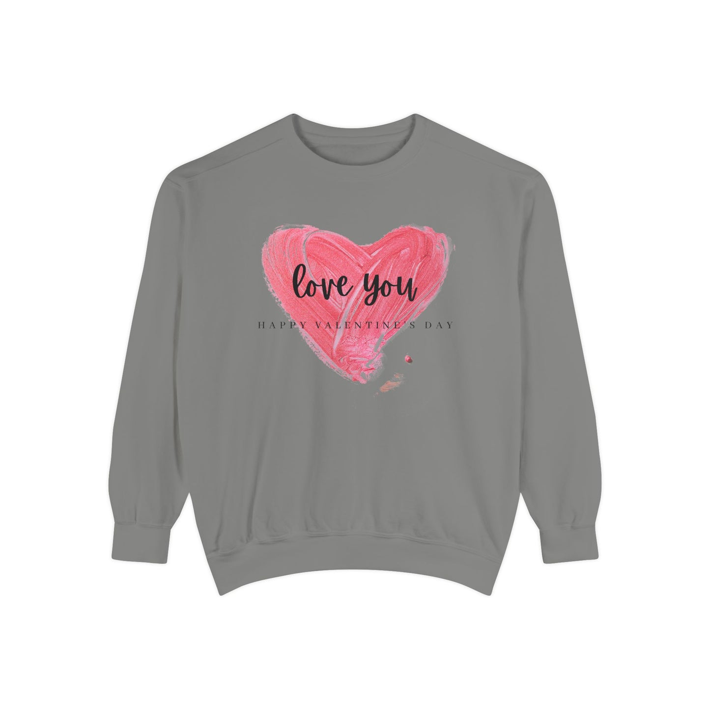 Unisex Valentine's Day Sweatshirt With Brush Art of Red Heart and Caption Love You Inside