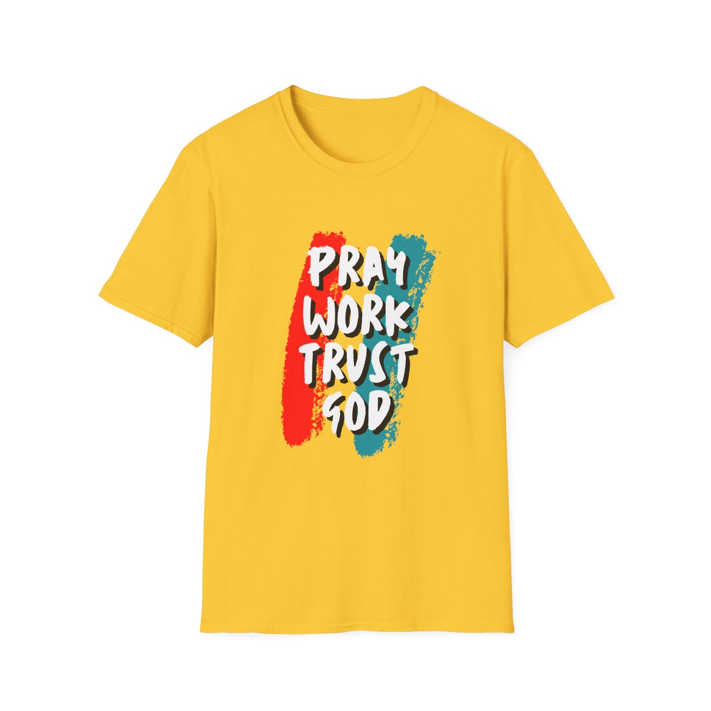 Inspiration Unisex T-Shirt - Pray, Work, Trust God, Motivational Tee, Faith-Based Apparel, Casual Wear, Gift for Believers, Christian Clothing
