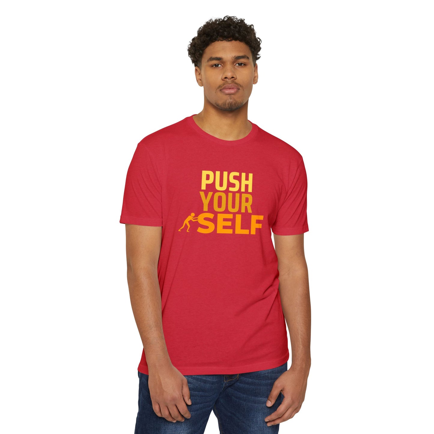 Motivational Fitness T-Shirt – "Push Your Self" - Cool Graphic Tee, Workout Shirt, Gift for Gym Lovers, Unisex Activewear, Casual Wear