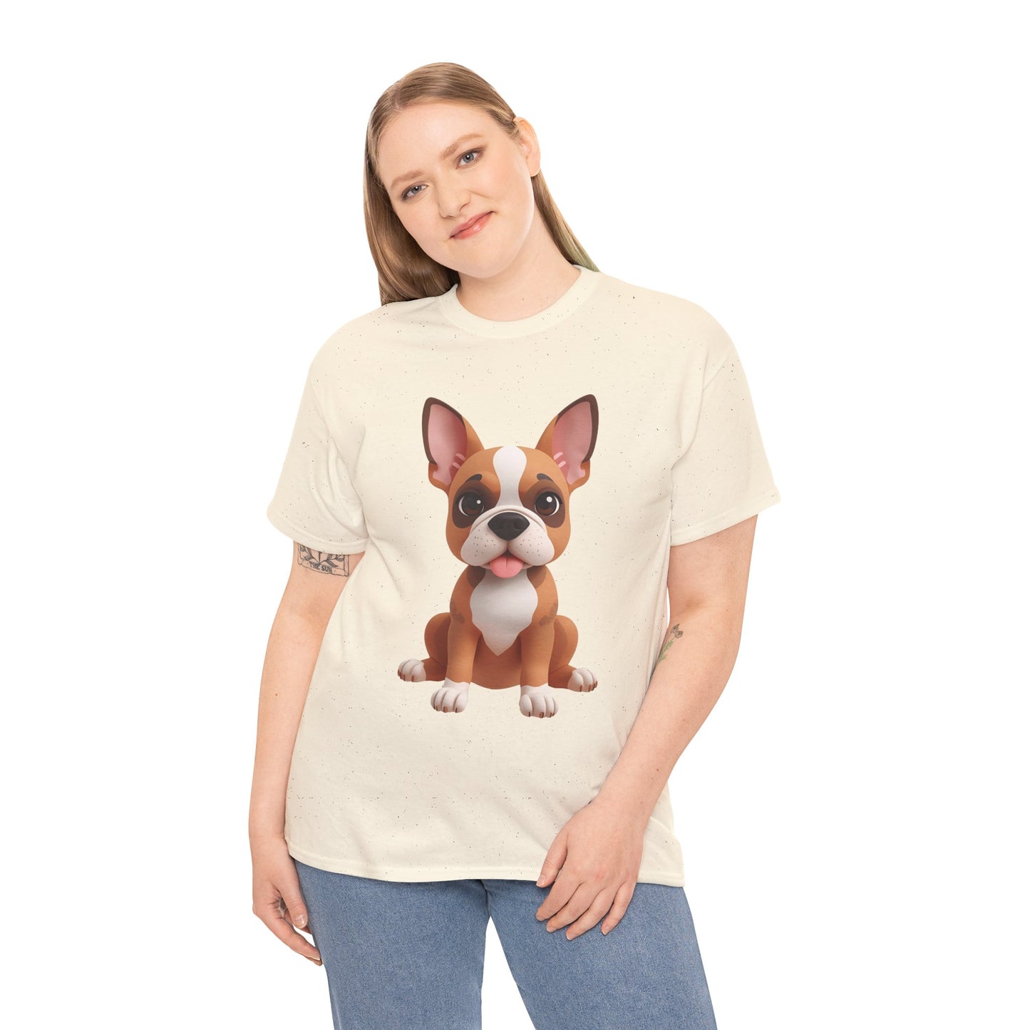 Cute 3D French Bulldog T-Shirt Unisex Heavy Cotton Tee, Dog Lover Gift