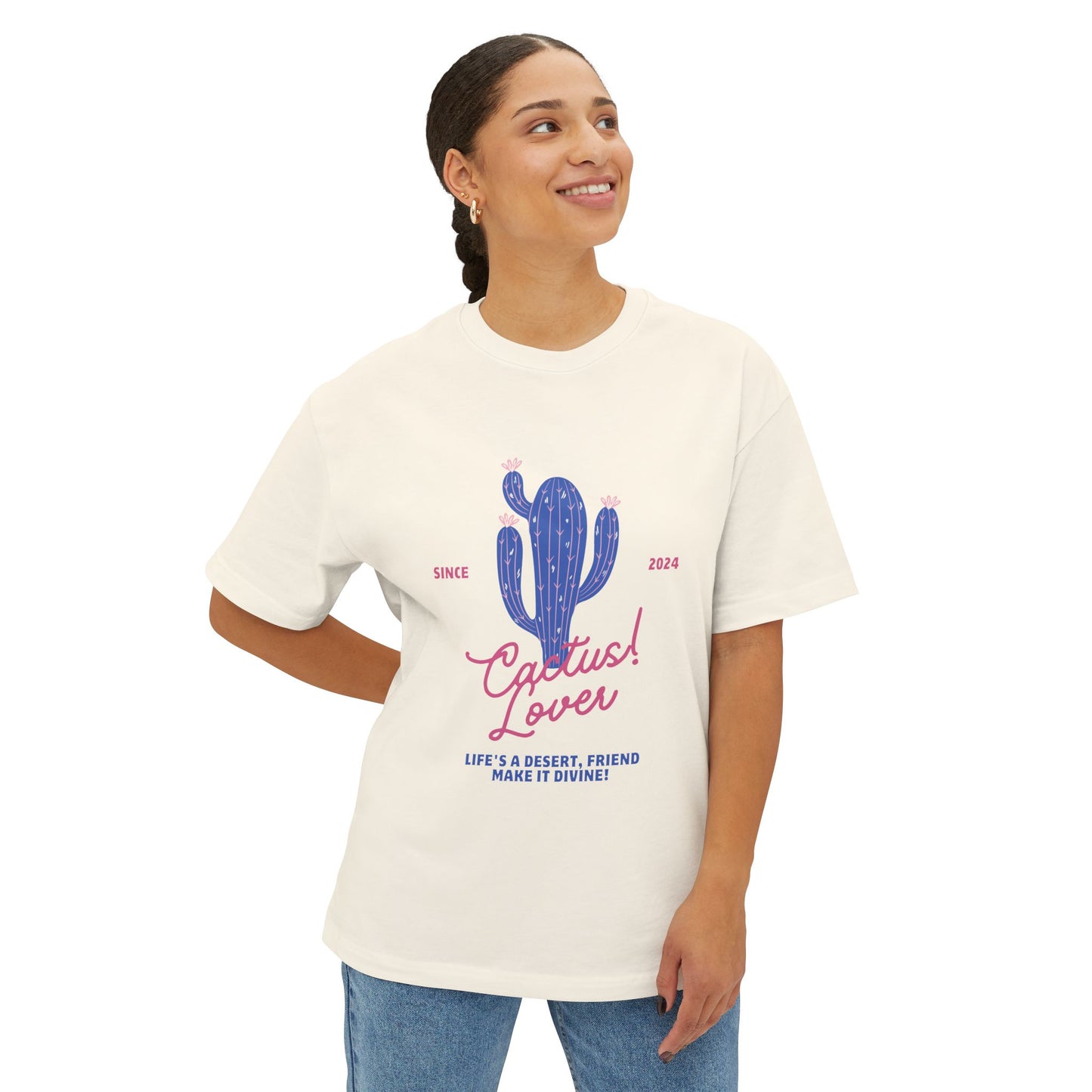 Cactus Lover Boxy Tee - Ideal for Plant Enthusiasts, Casual Wear, Gift for Friends, Summer Fashion, Nature Lovers