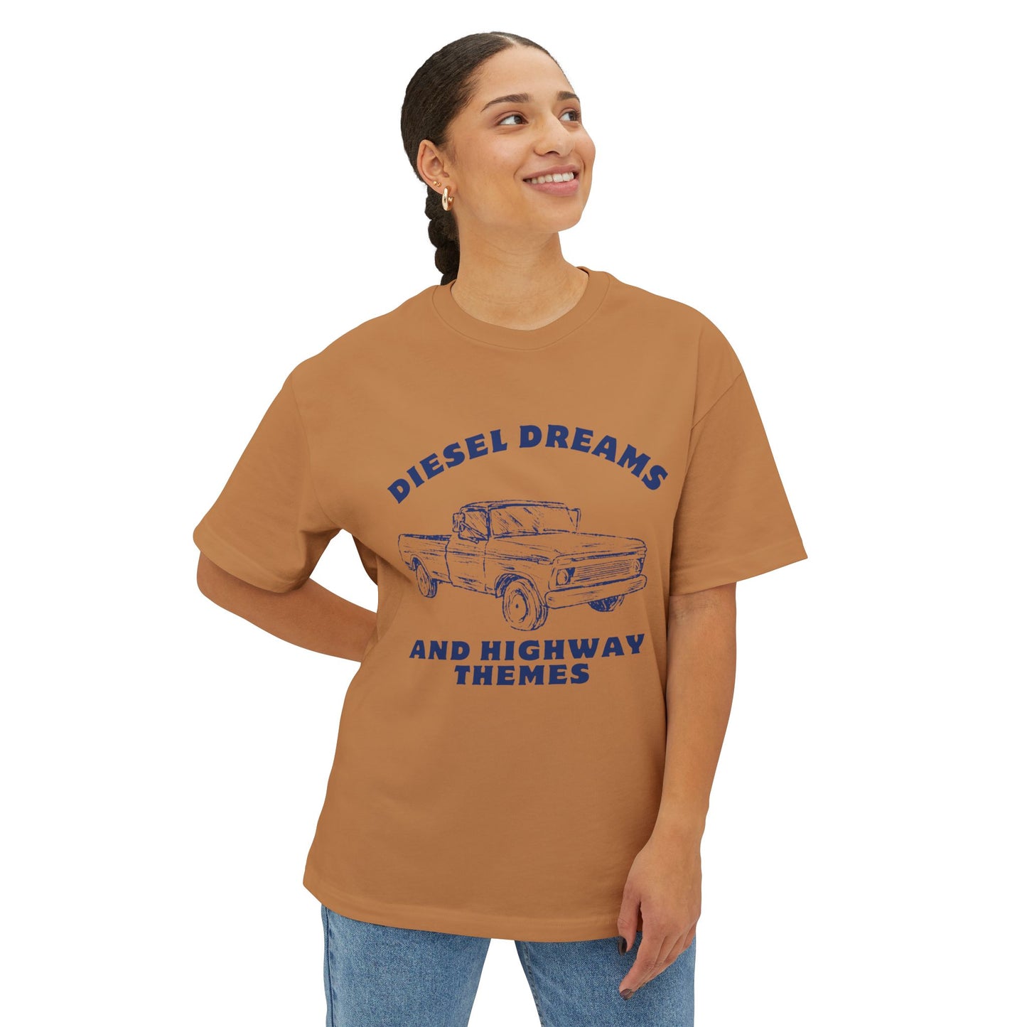 Diesel Dreams Boxy Tee - Unisex Oversized Graphic Shirt for Truck Lovers, Casual Wear, Gift for Him/Her, Summer Comfort, Road Trip Apparel