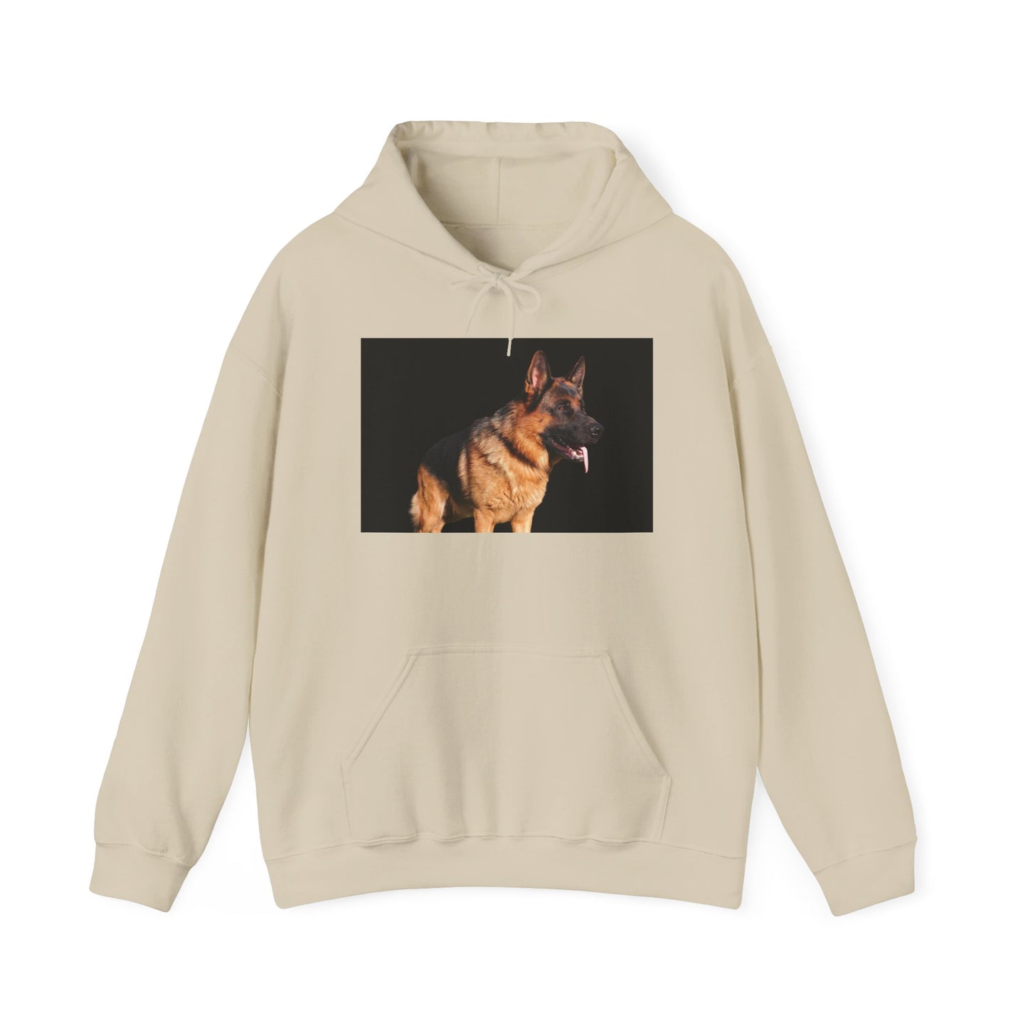 Unisex Dog Lover Hoodie With a Showline German Shepherd Leaving Tongue Out Standing for a Pose