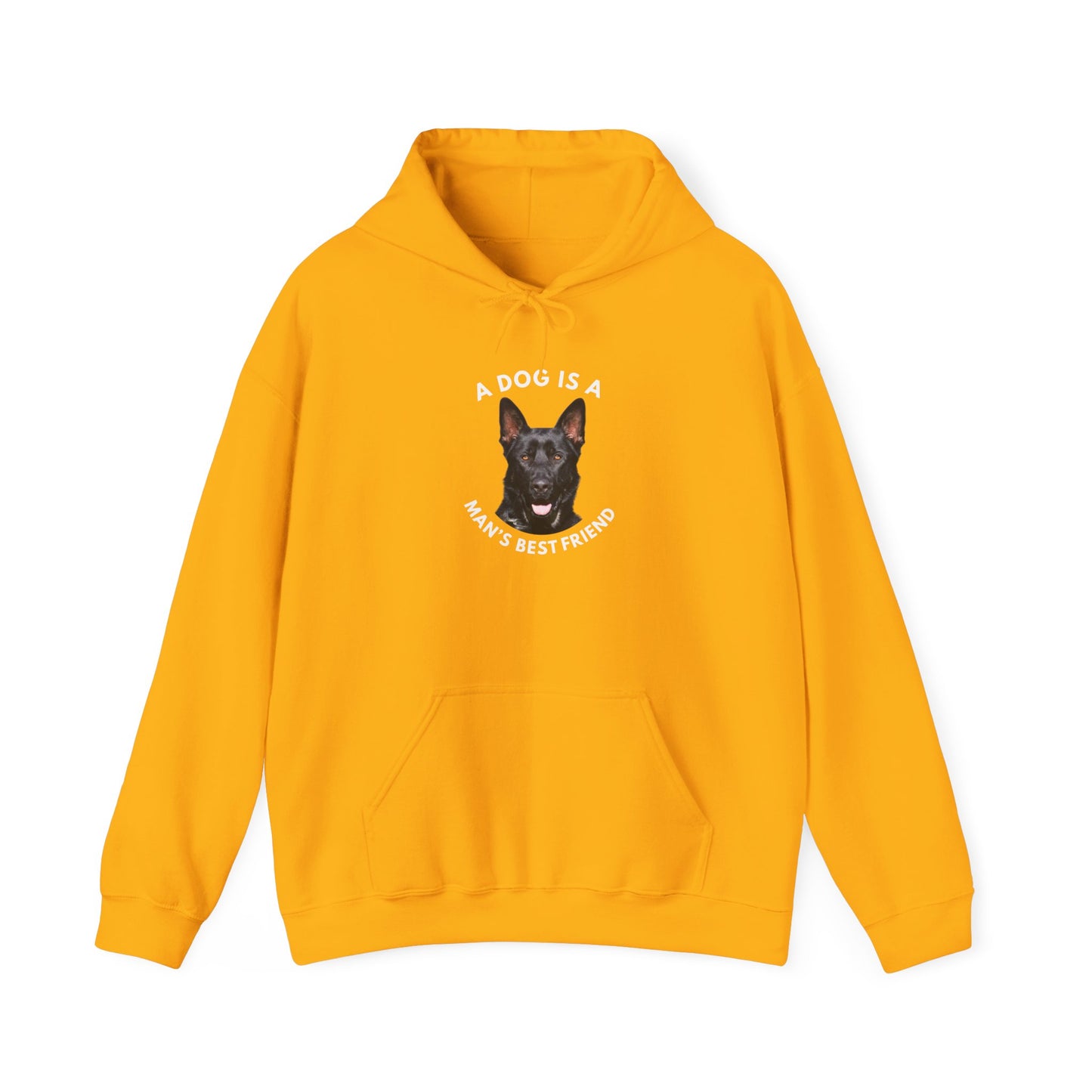 Unisex Dog Lover Hoodie With Close Up of German Shepherd and Caption A Dog Is A Man's Best Friend