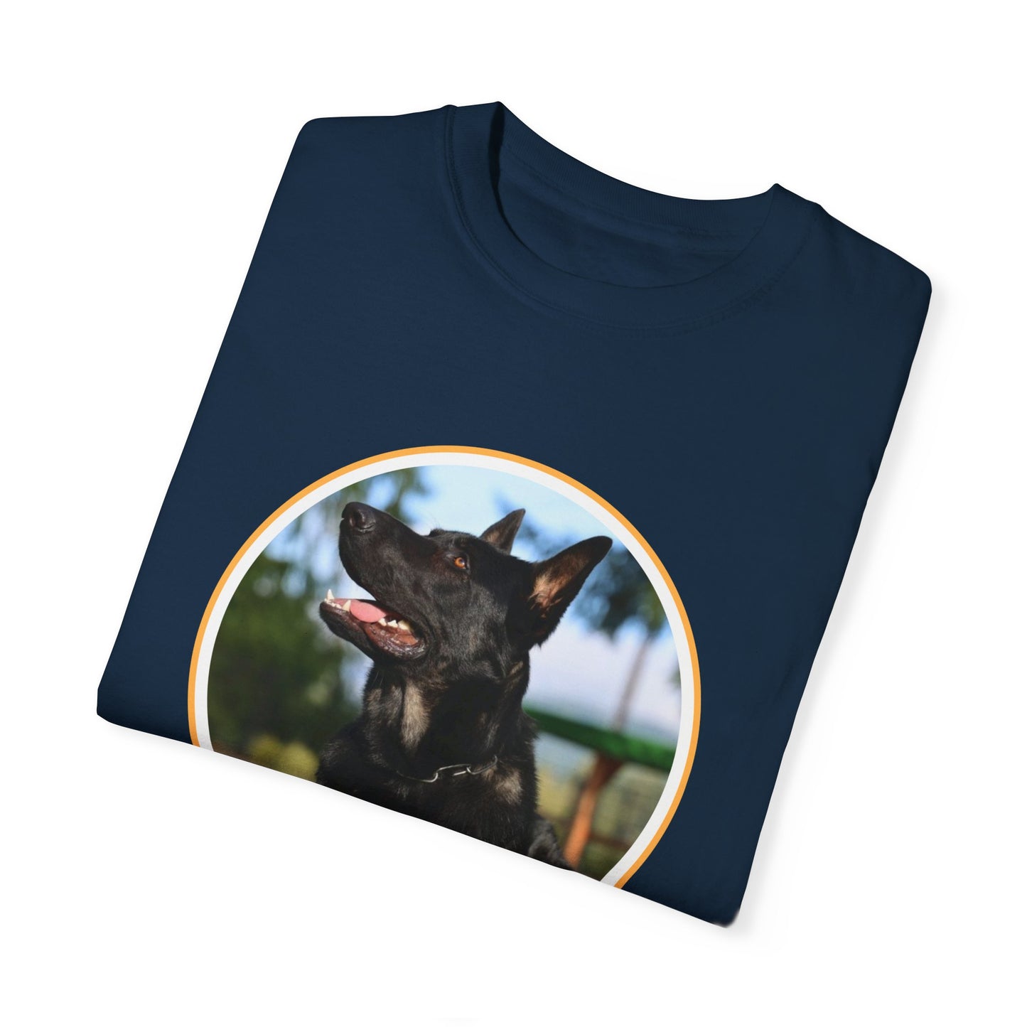 Unisex T-Shirt With Bicolor Working Line German Shepherd Sitting On The Ground