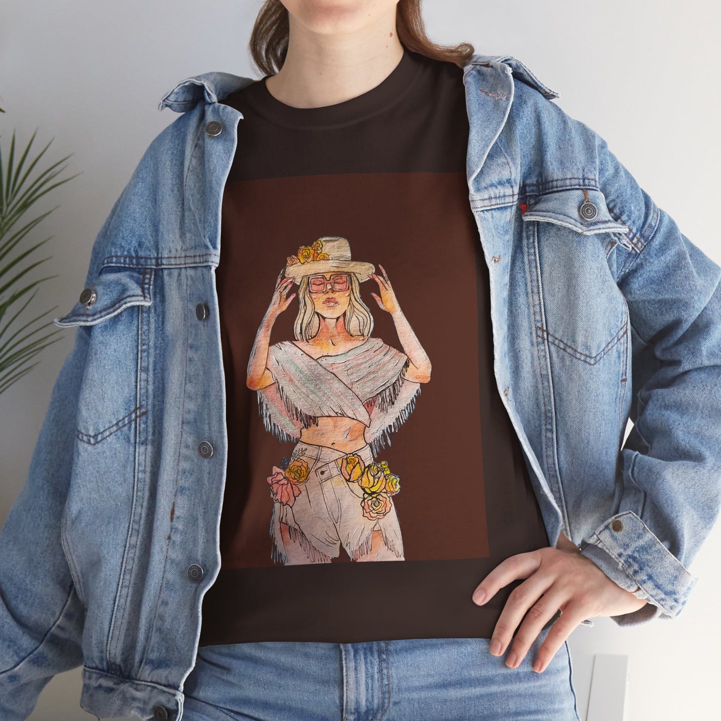 Bohemian Vibes Unisex Heavy Cotton Vintage Tee, Casual Wear, Summer Style Shirt, Gift for Her, Festival Outfit, Art-Inspired Apparel