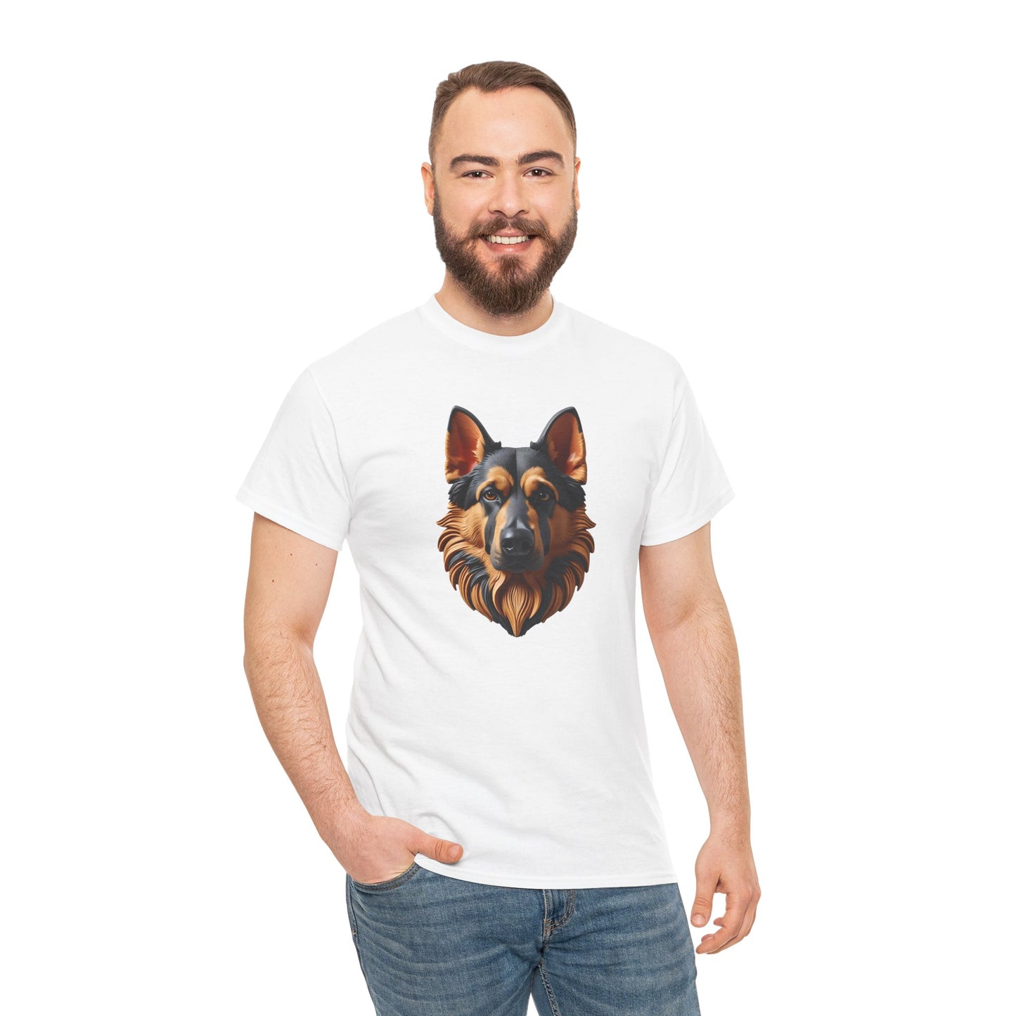 German Shepherd Lover Tee With 3D Design, Unisex Cotton Shirt, Dog T-Shirt, Pet Lovers Gift, Animal Enthusiast Apparel