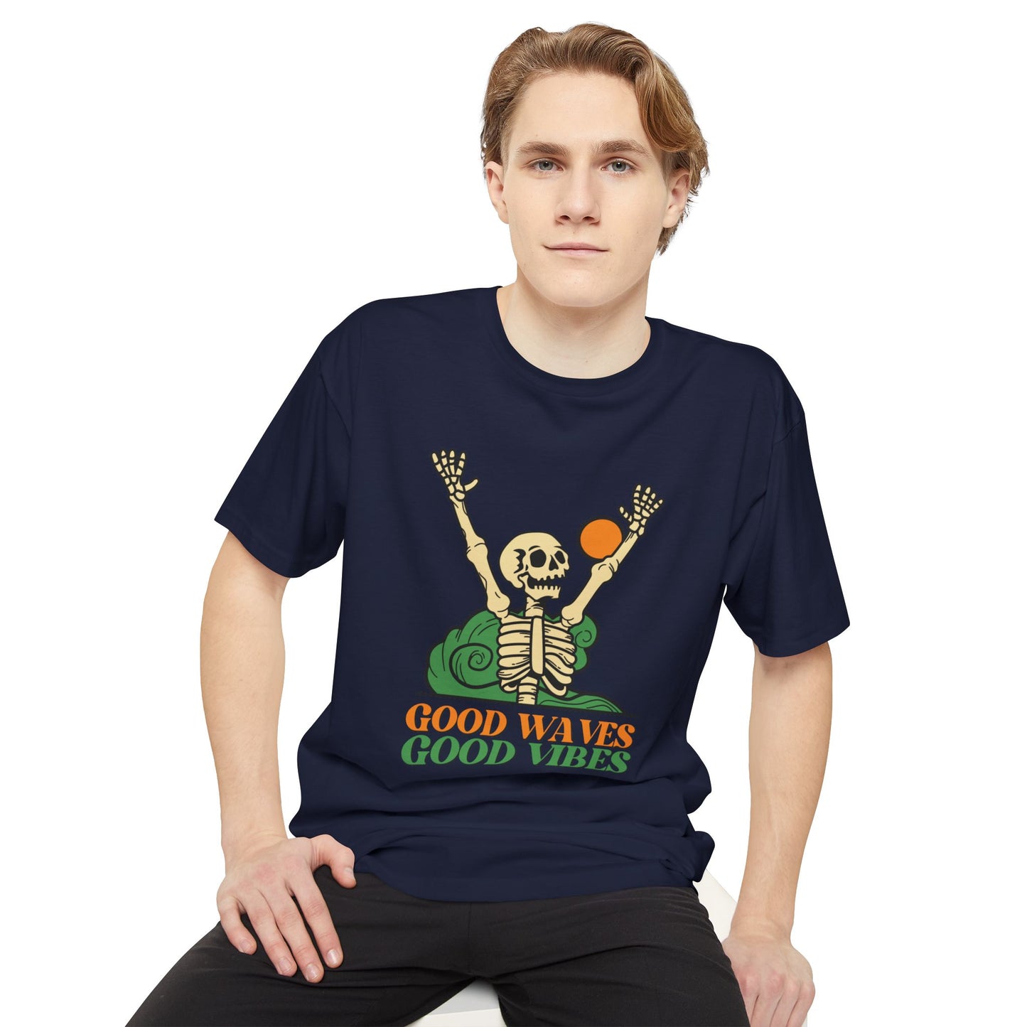 Good Waves Good Vibes Unisex Tee | Casual Summer Shirt, Urban Streetwear, Gift for Beach Lovers, Music Festivals, Adventure Spirit