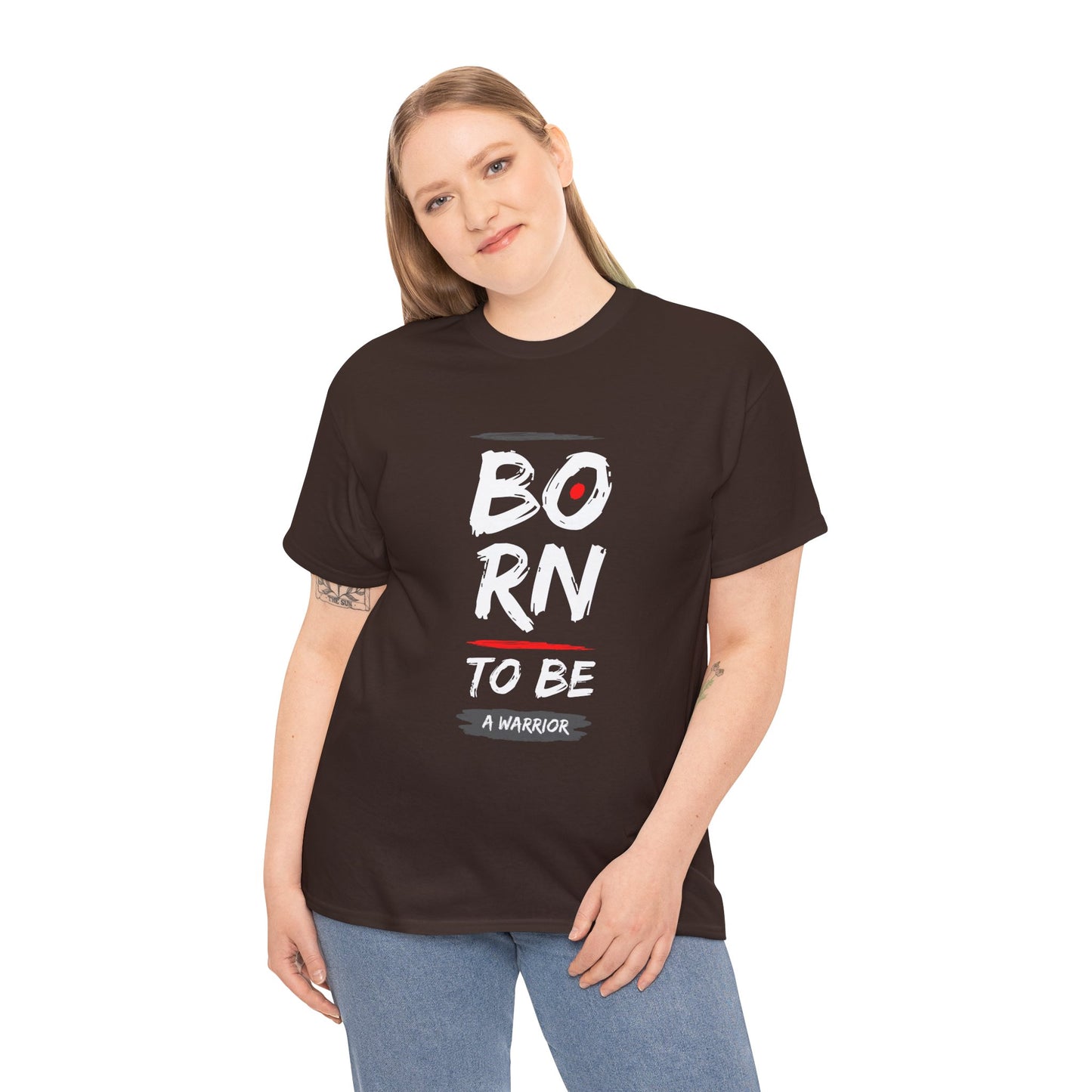 Born to Be a Warrior Unisex Heavy Cotton Tee, Inspirational Shirt for Veterans, Motivational Gift, Fitness Apparel, Casual Wear