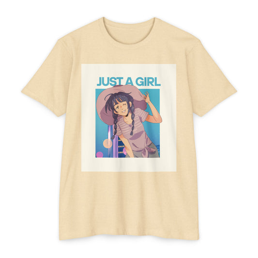 Just A Girl Graphic T-Shirt, Cute Casual Tee for Women, Summer Fashion, Anime Lover Gift, Everyday Wear
