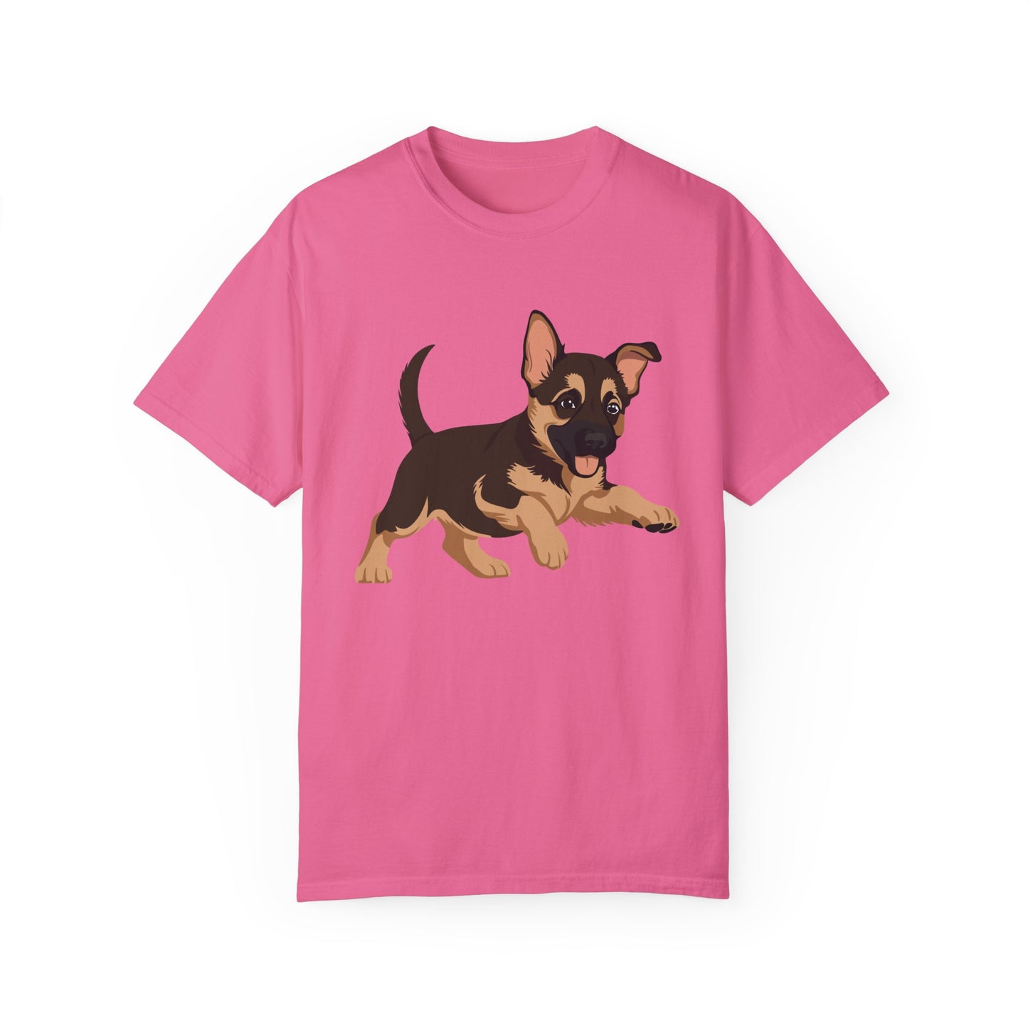 Unisex Dog Lover T-Shirt With a Graphic of Cute Playing German Shepherd Puppy