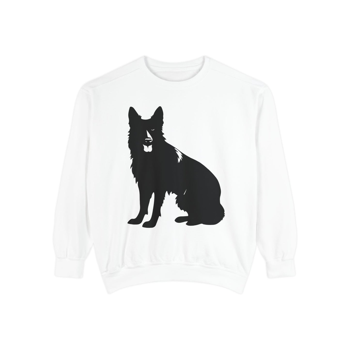 Unisex Dog Lover Sweatshirt With Graphic of Black German Shepherd With Hanging Tongue Sloppily Sitting
