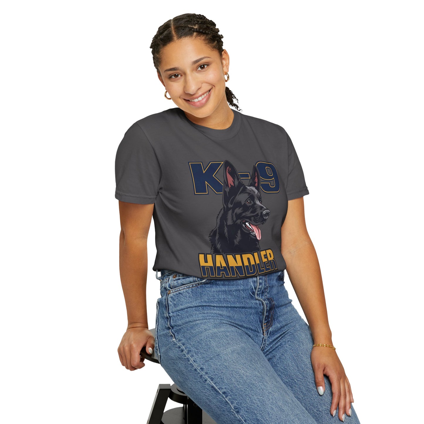 Black German Shepherd K-9 Handler T-Shirt, Garment-Dyed Unisex Tee for Dog Lovers