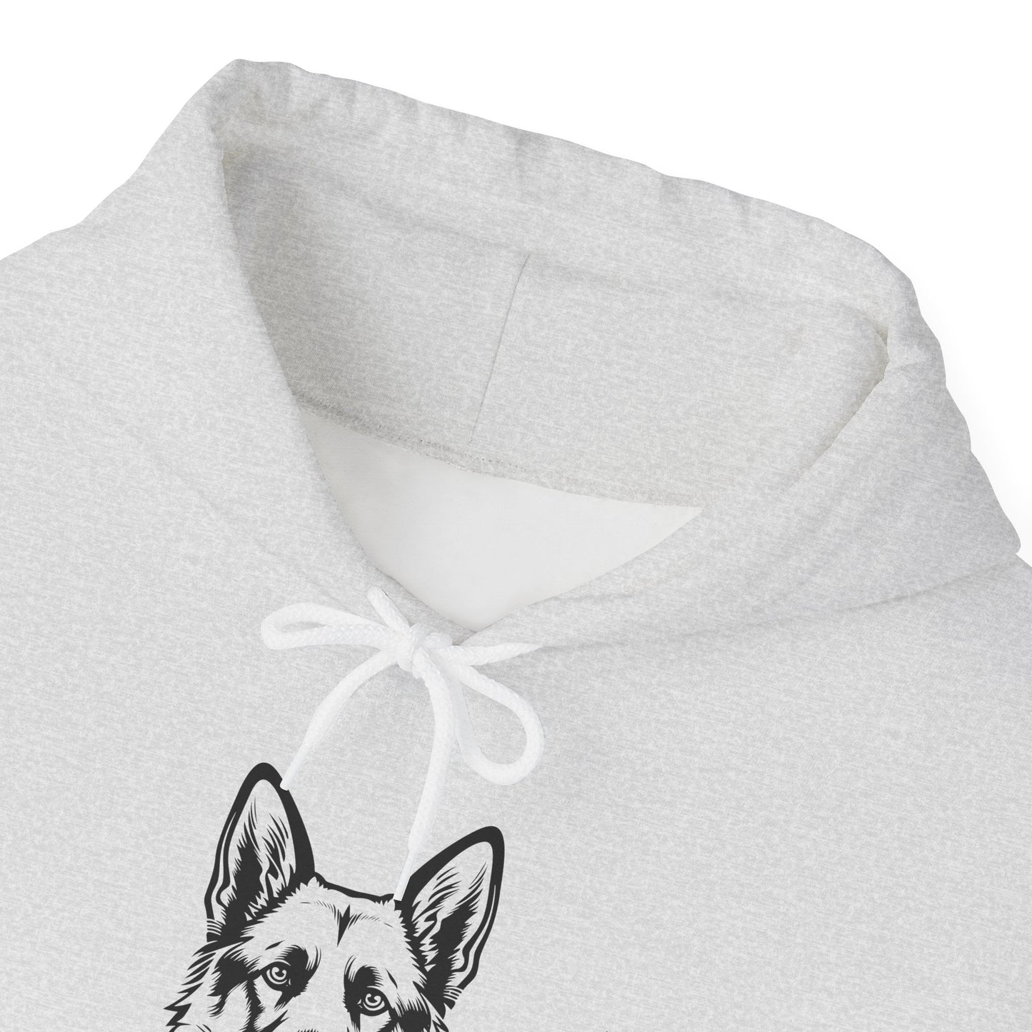 Unisex Dog Lover Hoodie With a Close Up Graphic of Black and Transparent German Shepherd