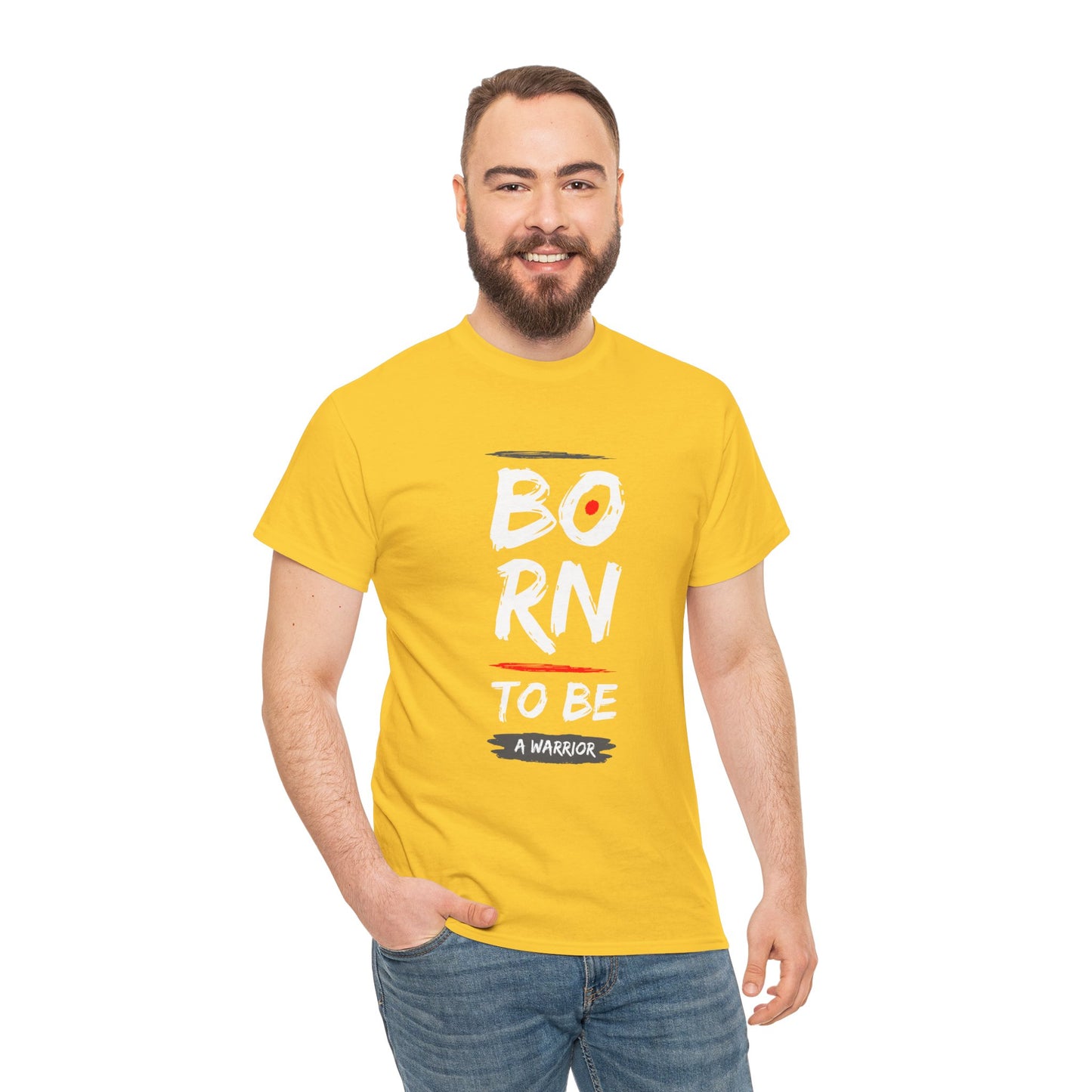 Born to Be a Warrior Unisex Heavy Cotton Tee, Inspirational Shirt for Veterans, Motivational Gift, Fitness Apparel, Casual Wear