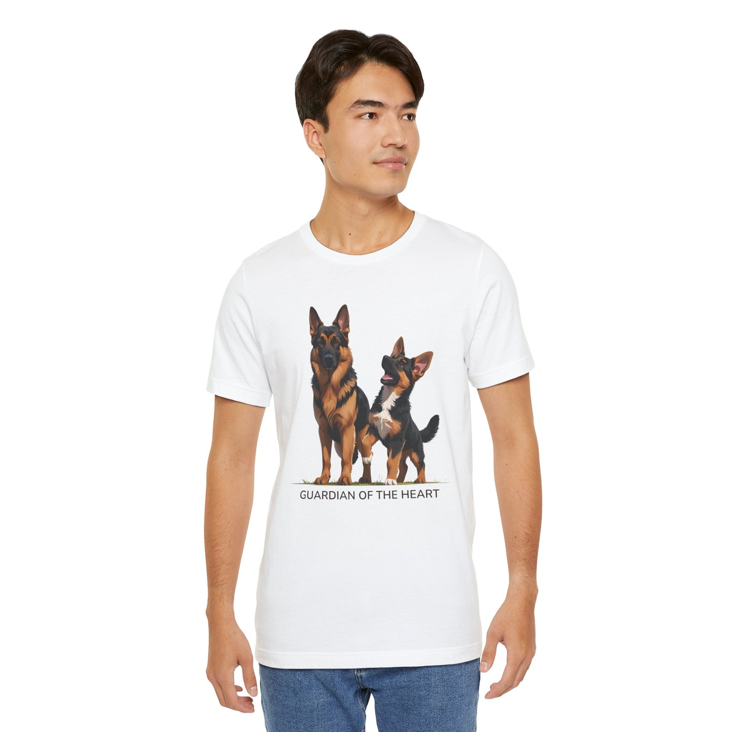 German Shepherd and Puppy Tee - Guardian of the Heart, Gifting for Pet Owners, Cute Graphic Shirt, Perfect for Birthdays, Dog-Themed Apparel