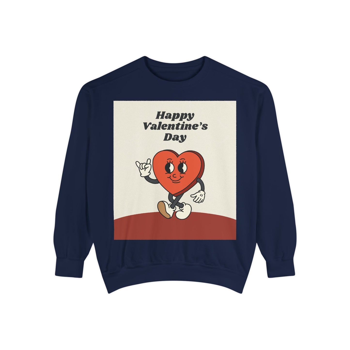Unisex Valentine's Day Sweatshirt With a Heart Character and Caption Happy Valentine's Day