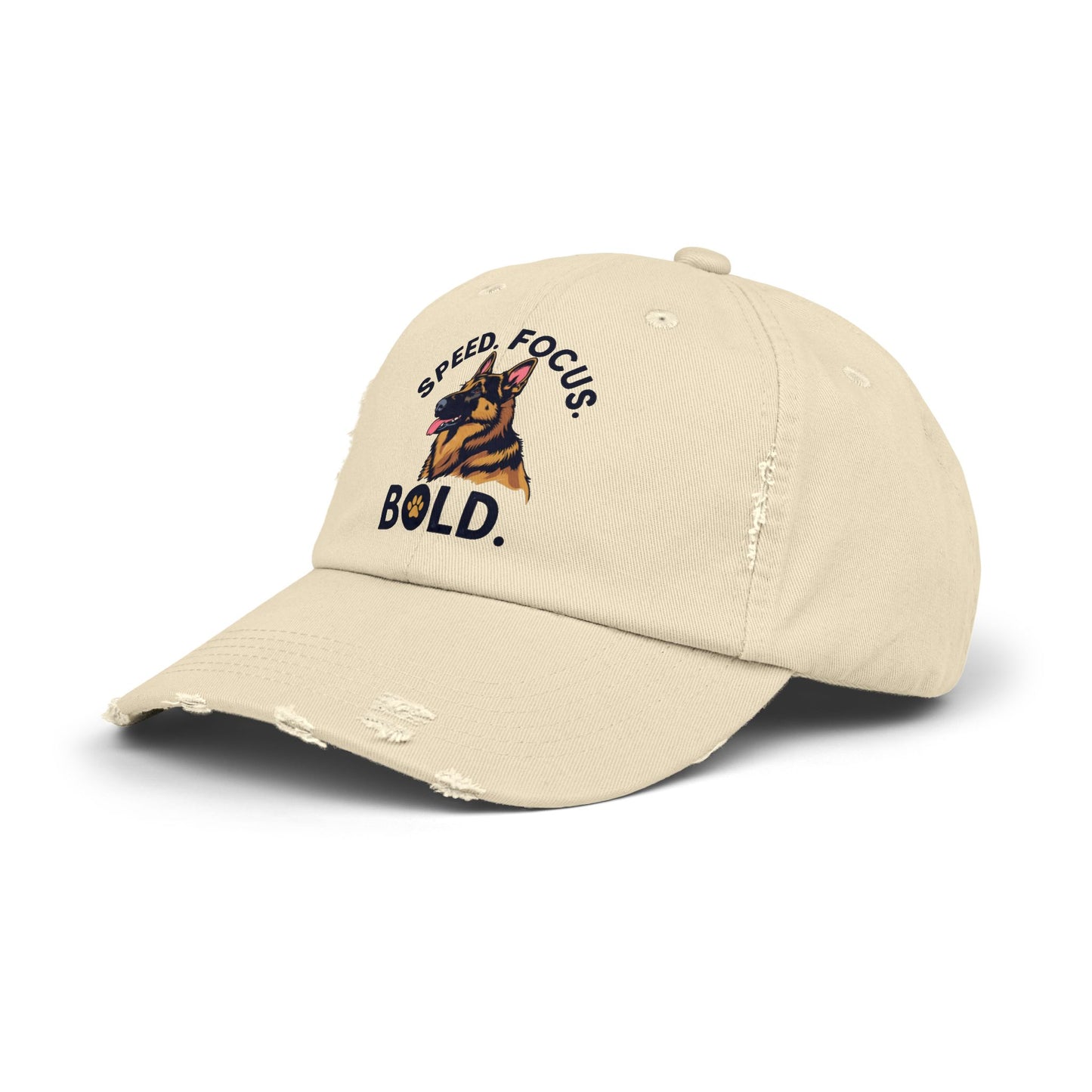 Speed Focus Bold German Shepherd Agility Distressed Hat, Dog Lover Gift, Casual Fashion Accessory, Summer Style, Outdoor Fun