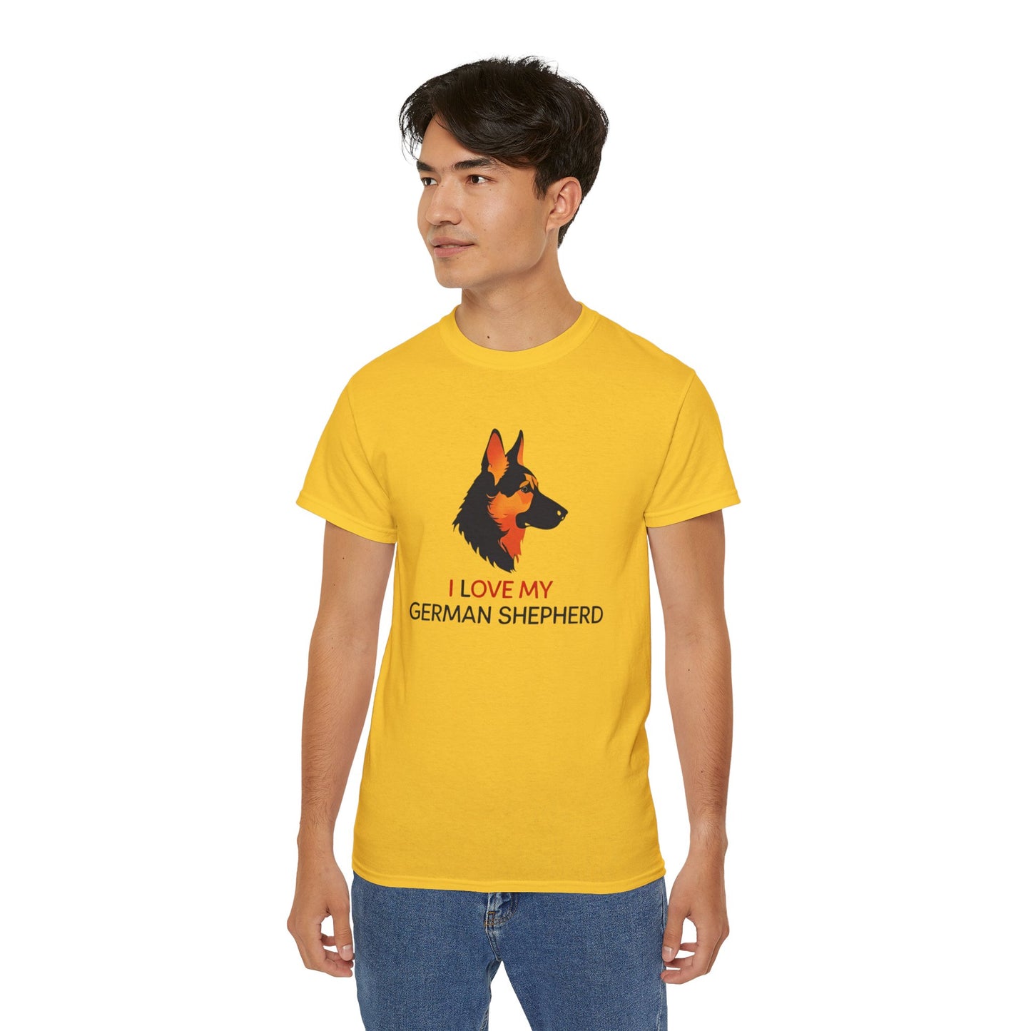 German Shepherd Lovers Unisex Ultra Cotton Tee - "I Love My German Shepherd", Dog Owner Gift, Canine Apparel, Pet Lover T-Shirt