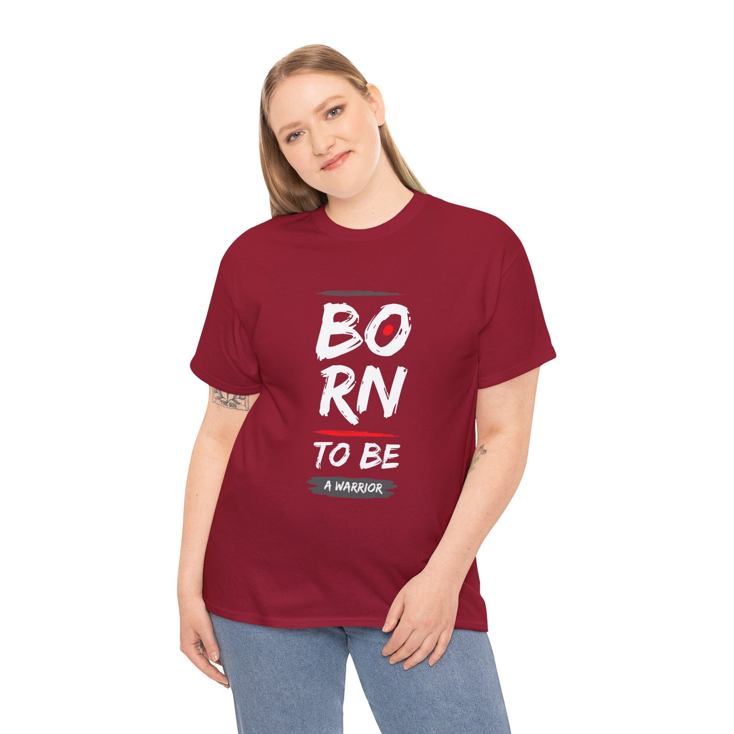 Born to Be a Warrior Unisex Heavy Cotton Tee, Inspirational Shirt for Veterans, Motivational Gift, Fitness Apparel, Casual Wear