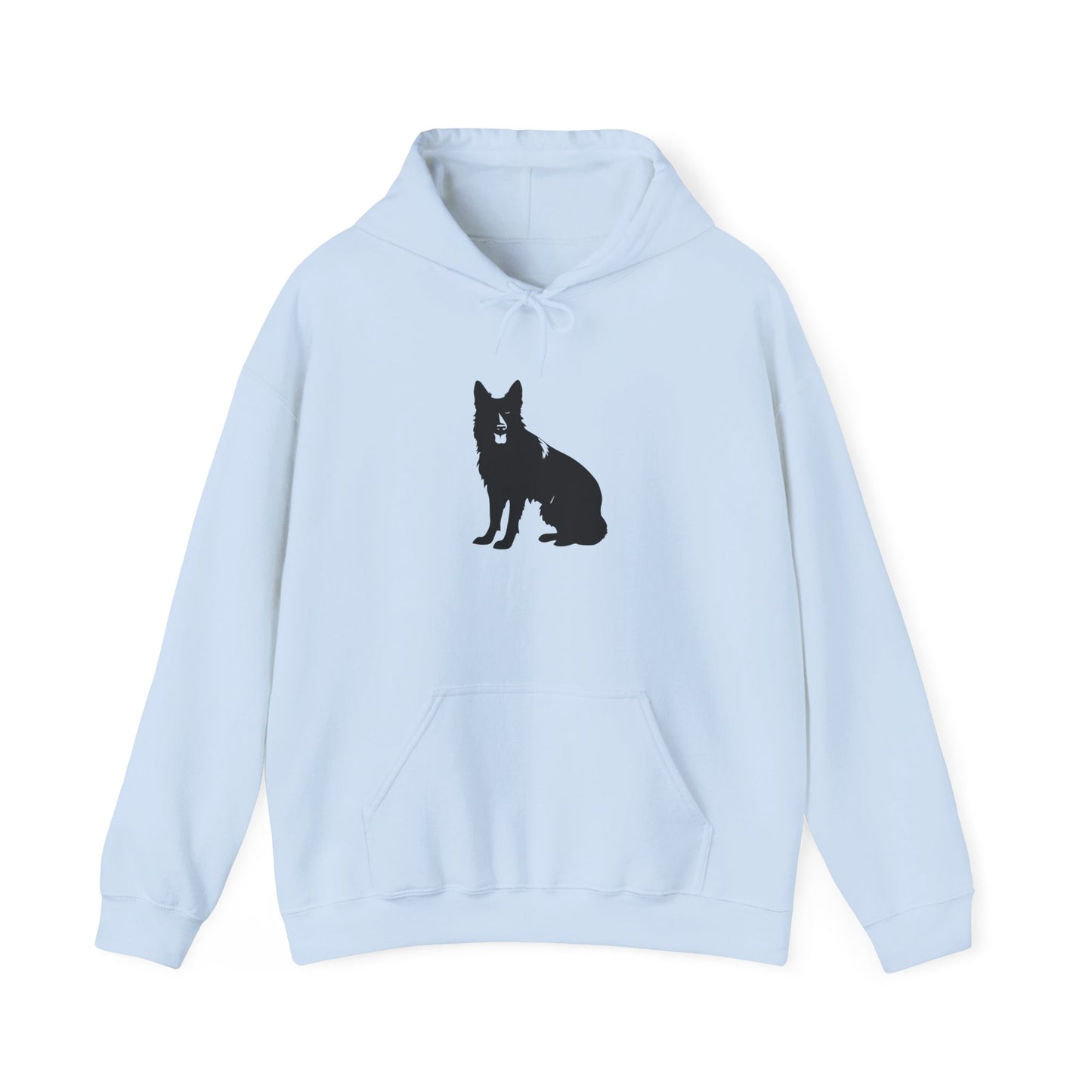 A Unisex Dog Lover Hoodie With Black German Shepherd Leaving His Tongue Out Sloppy Sitting