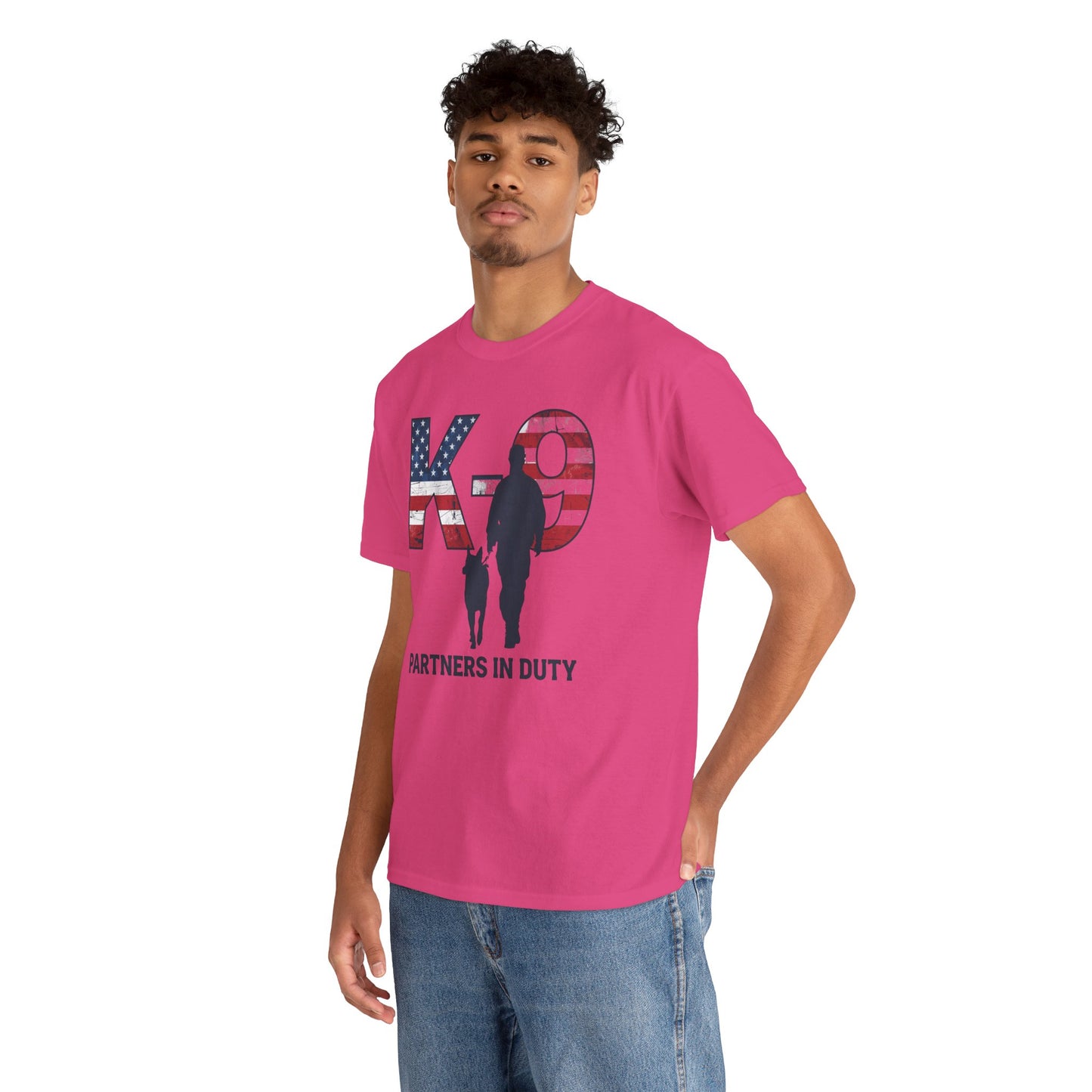 Patriotic K-9 T-Shirt - Partners in Duty Tee | Unisex Heavy Cotton Tee for Dog Lovers, Military Support, Gifts for Dog Handlers