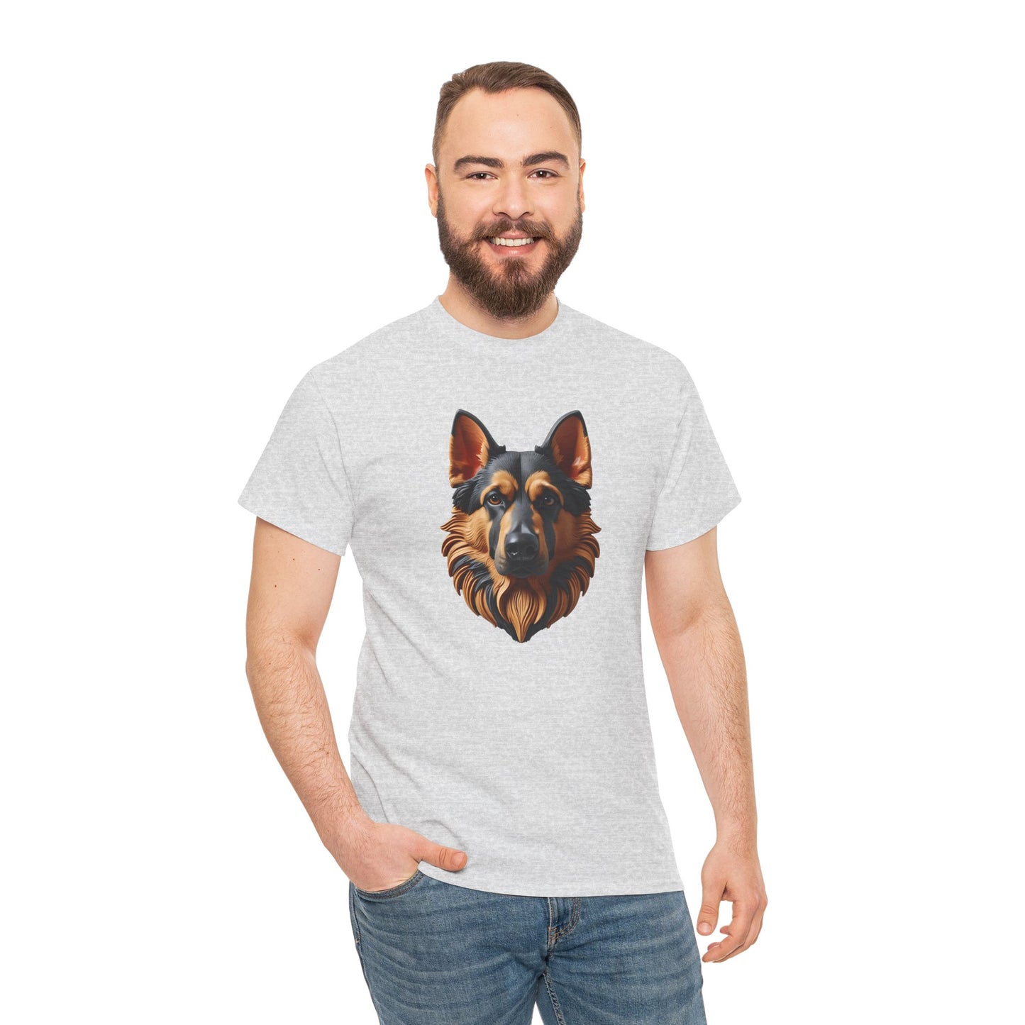 German Shepherd Lover Tee With 3D Design, Unisex Cotton Shirt, Dog T-Shirt, Pet Lovers Gift, Animal Enthusiast Apparel