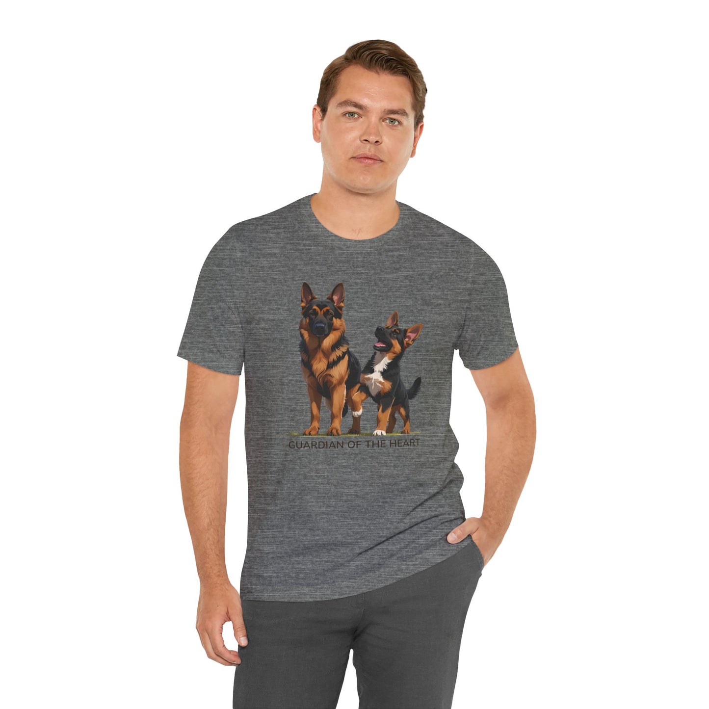 German Shepherd and Puppy Tee - Guardian of the Heart, Gifting for Pet Owners, Cute Graphic Shirt, Perfect for Birthdays, Dog-Themed Apparel