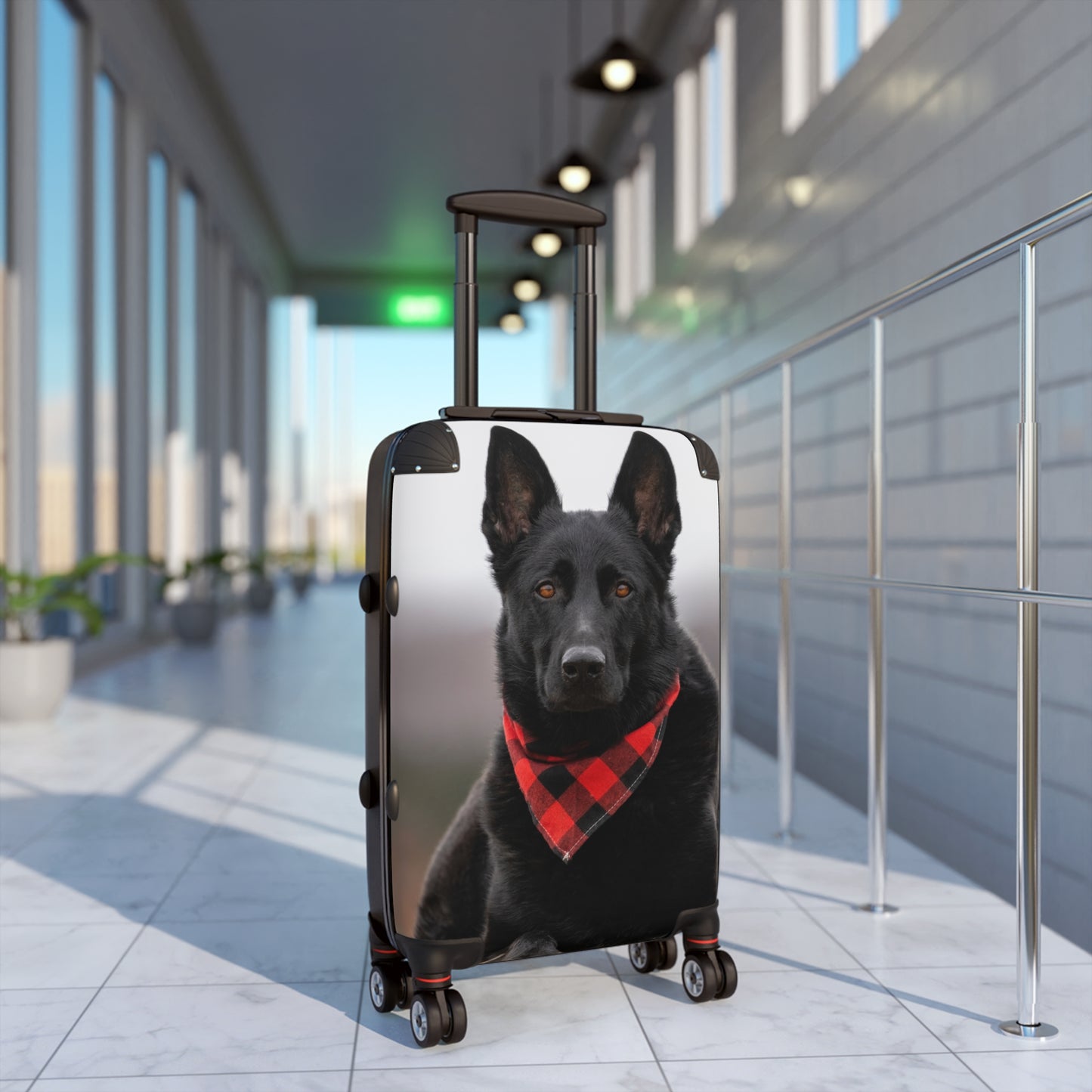 Custom Pet Suitcase Featuring Working Line German Shepherd Wearing a Neckerchief