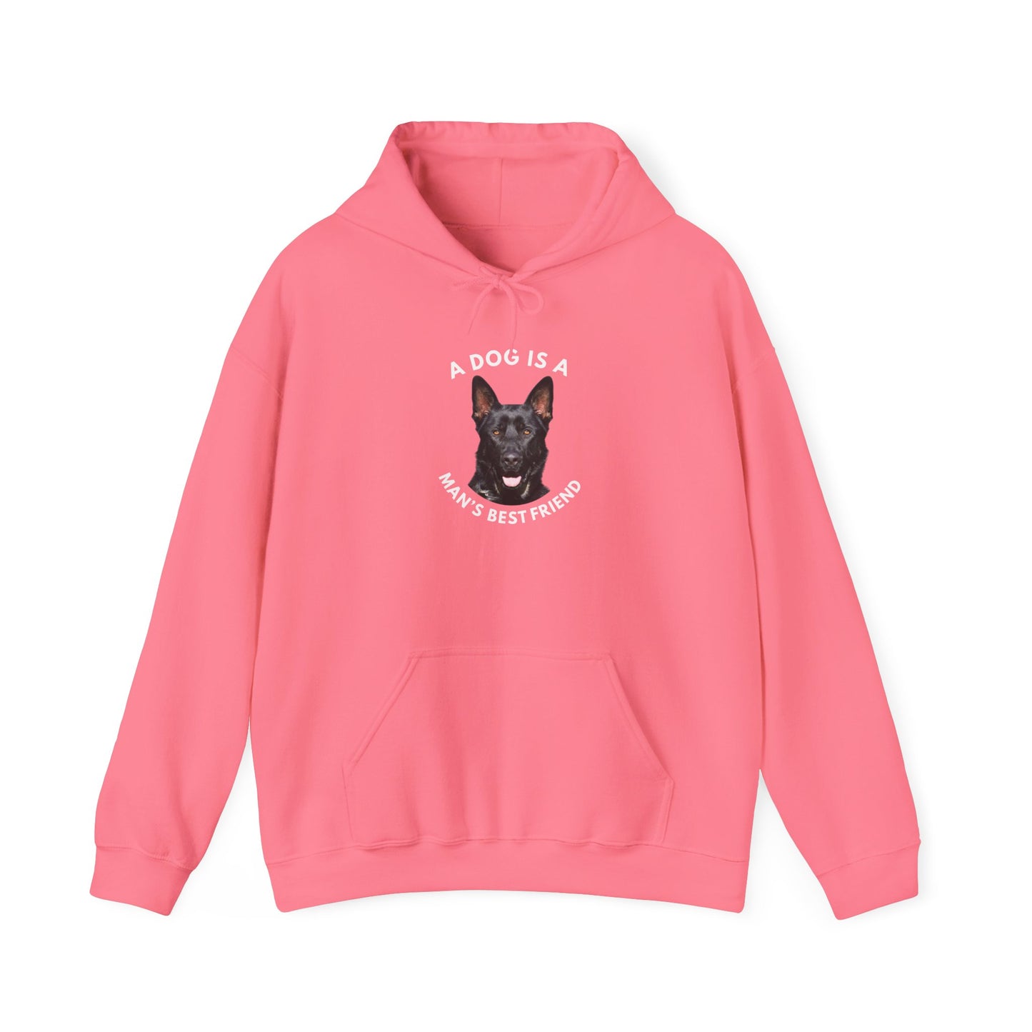 Unisex Dog Lover Hoodie With Close Up of German Shepherd and Caption A Dog Is A Man's Best Friend