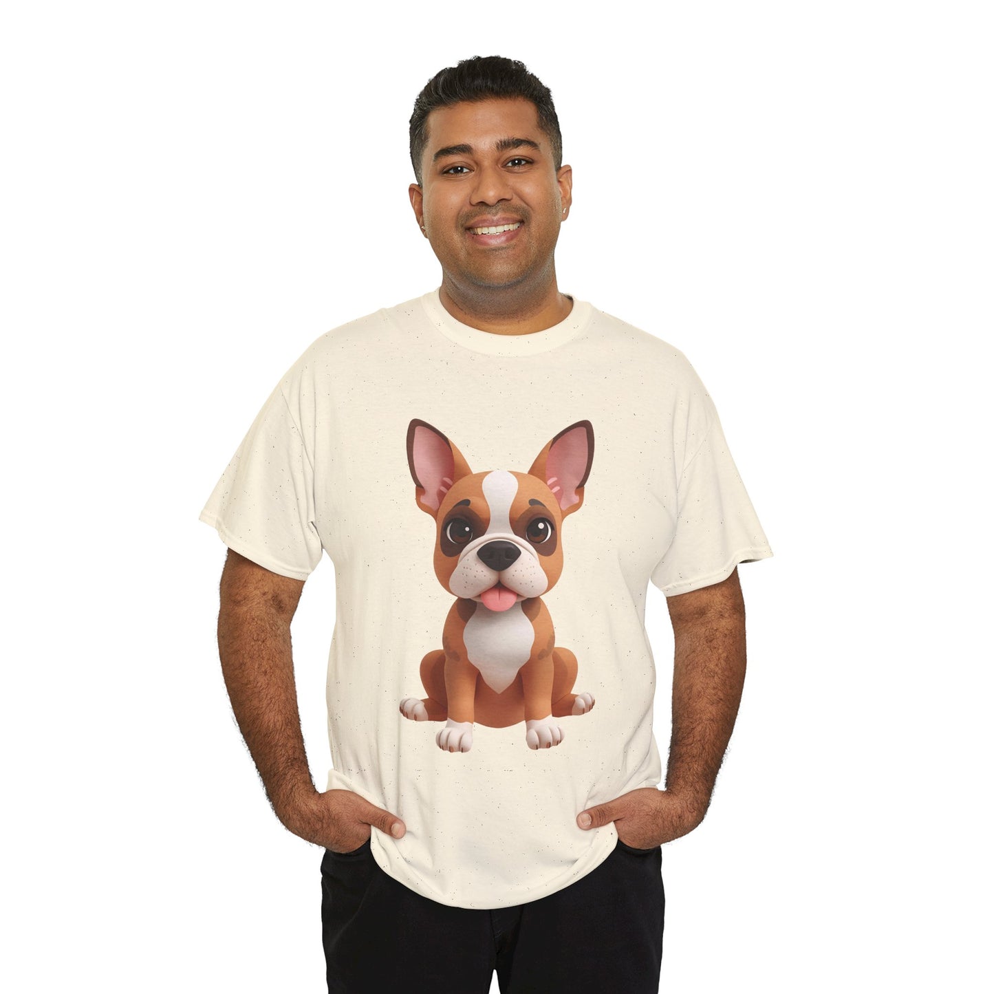 Cute 3D French Bulldog T-Shirt Unisex Heavy Cotton Tee, Dog Lover Gift