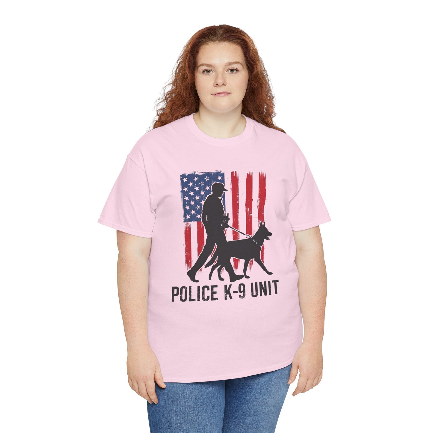 Patriotic Police K-9 Unit Heavy Cotton Tee, Unisex Cotton Shirt for Dog Lovers, Law Enforcement Apparel, Gifts for Police Officers