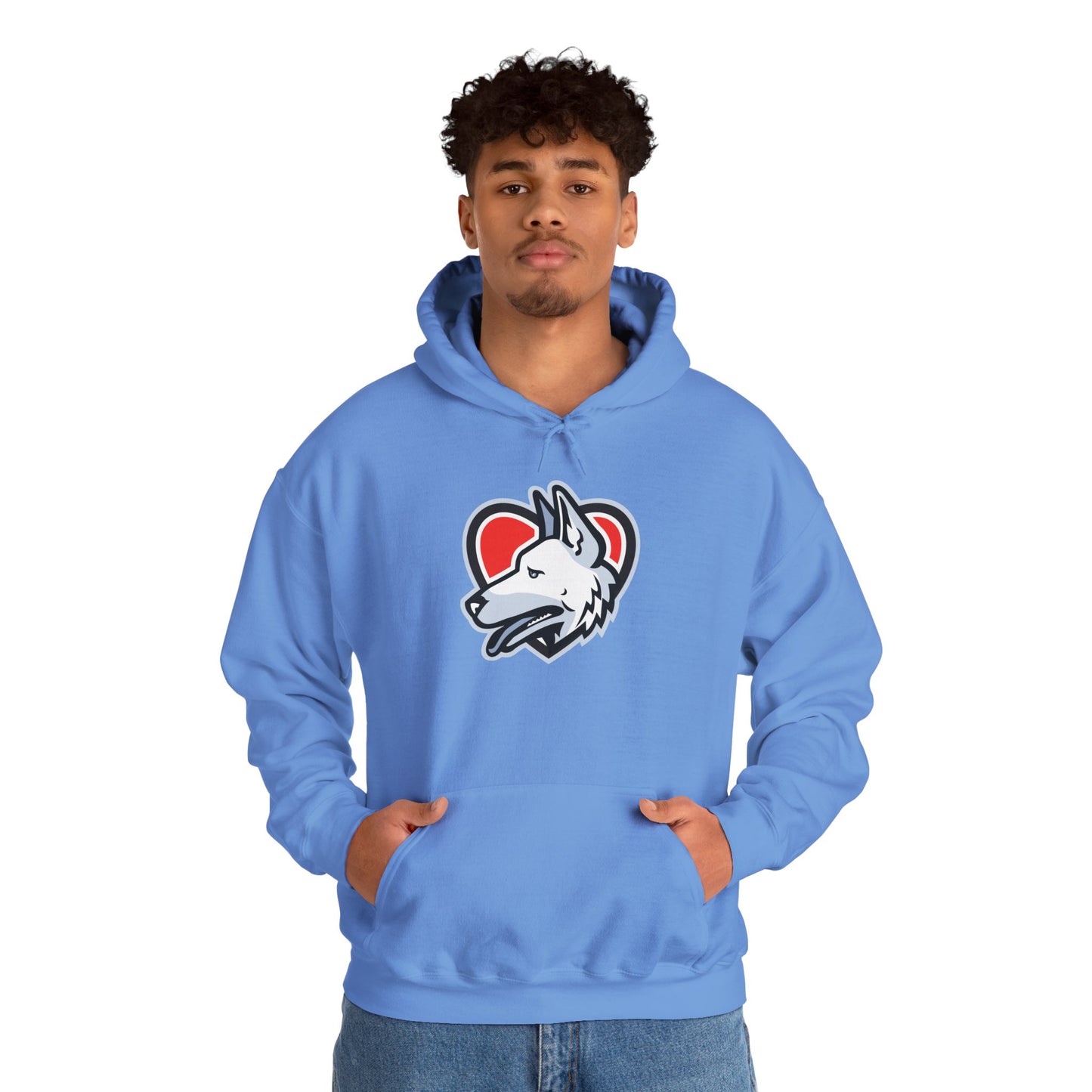 Unisex Dog Lover Hoodie With a Close Up Graphic of German Shepherd Placed Inside Red Heart