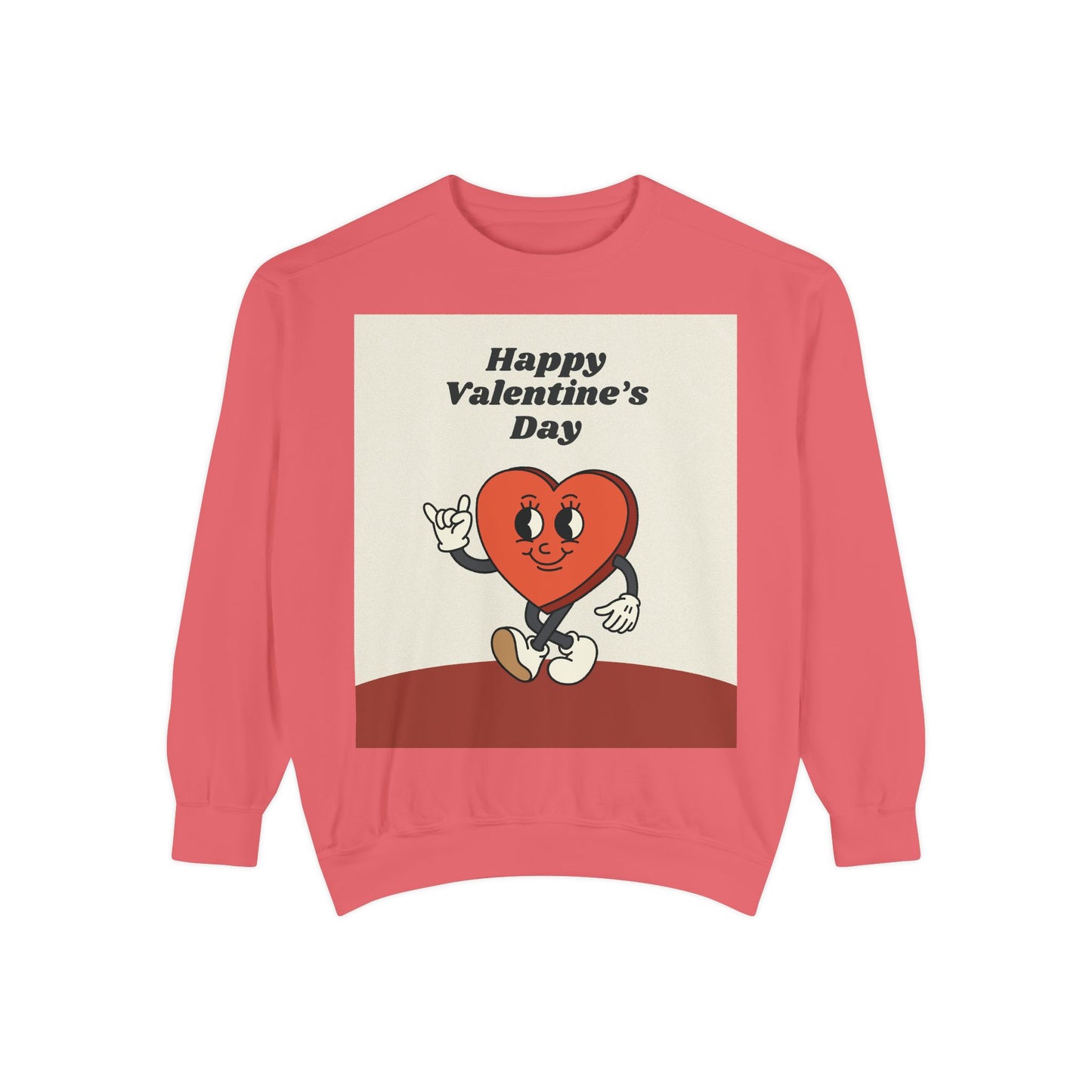 Unisex Valentine's Day Sweatshirt With a Heart Character and Caption Happy Valentine's Day