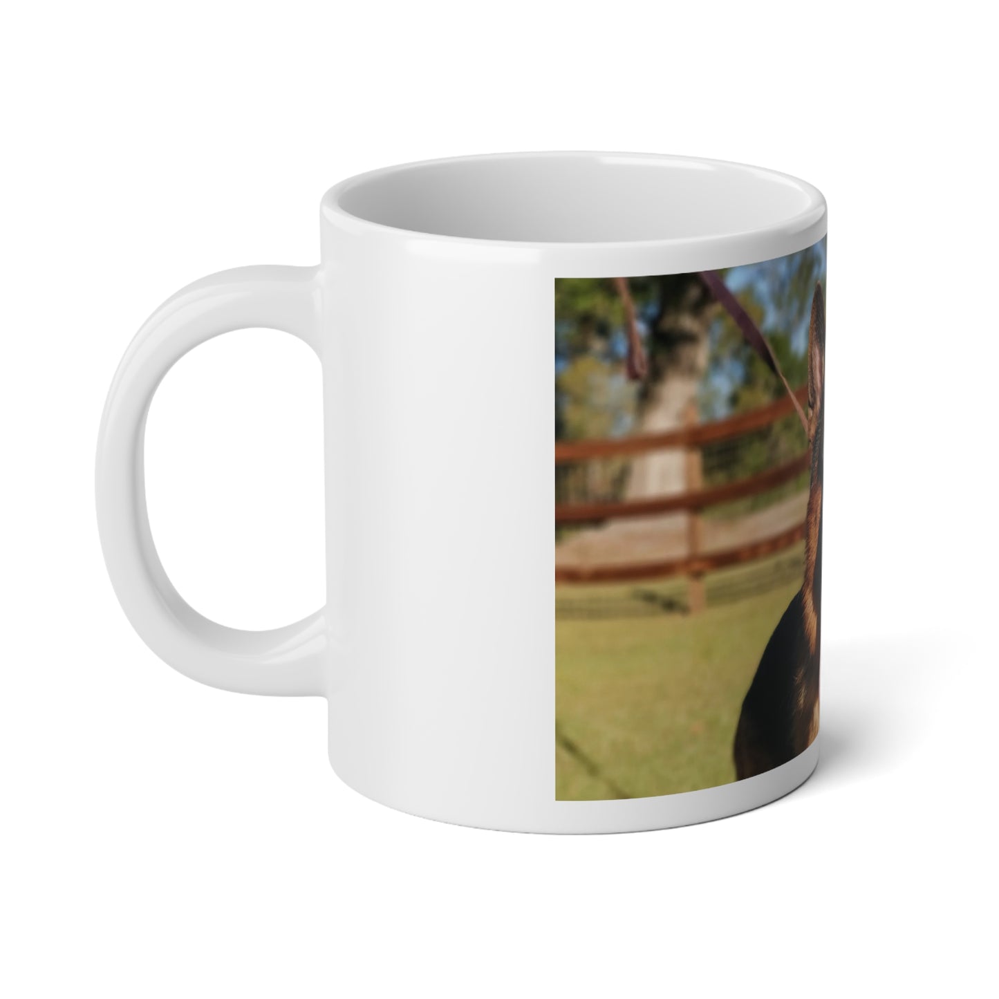 Jumbo Dog Lover Ceramic Mug - 20oz With a Giant German Shepherd Leaving Tongue Out