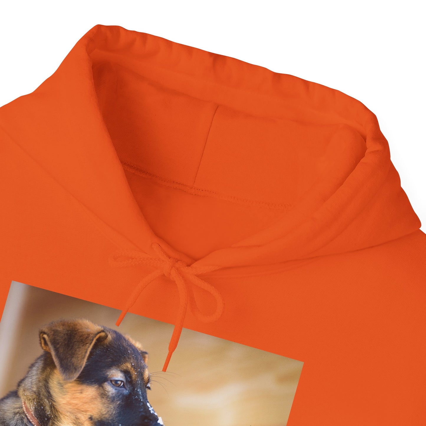 A Unisex Dog Lover Hoodie With a and Red German Shepherd Puppy With Floppy Ears