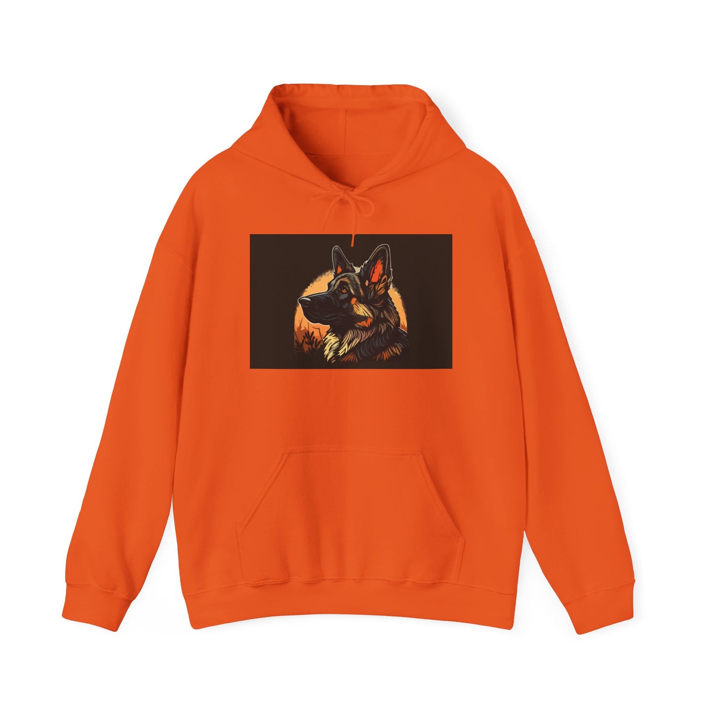 Unisex Dog Lover Hoodie With a Close Up Graphic of a German Shepherd In Front of Moon