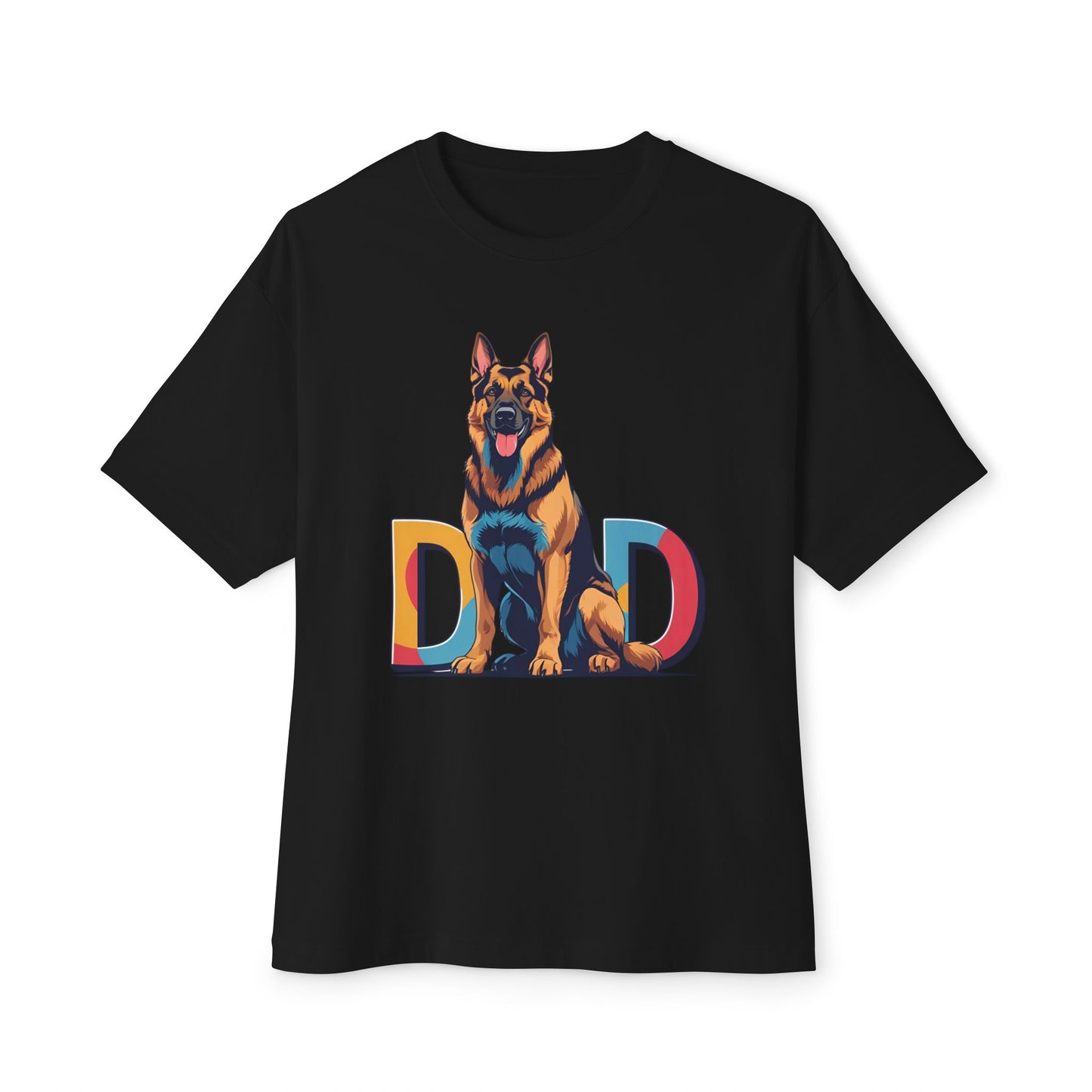 German Shepherd Dad Unisex Oversized Boxy Tee, Dog Lover Gift, Pet Portrait Shirt, Casual Streetwear, Animal Lover Apparel