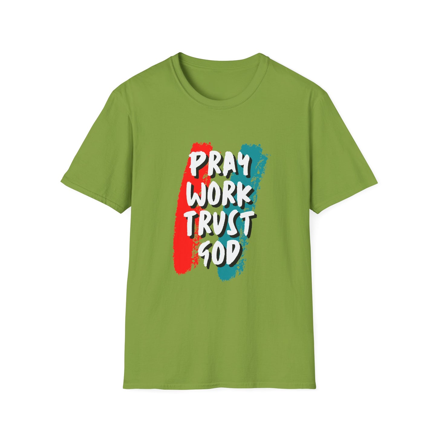 Inspiration Unisex T-Shirt - Pray, Work, Trust God, Motivational Tee, Faith-Based Apparel, Casual Wear, Gift for Believers, Christian Clothing