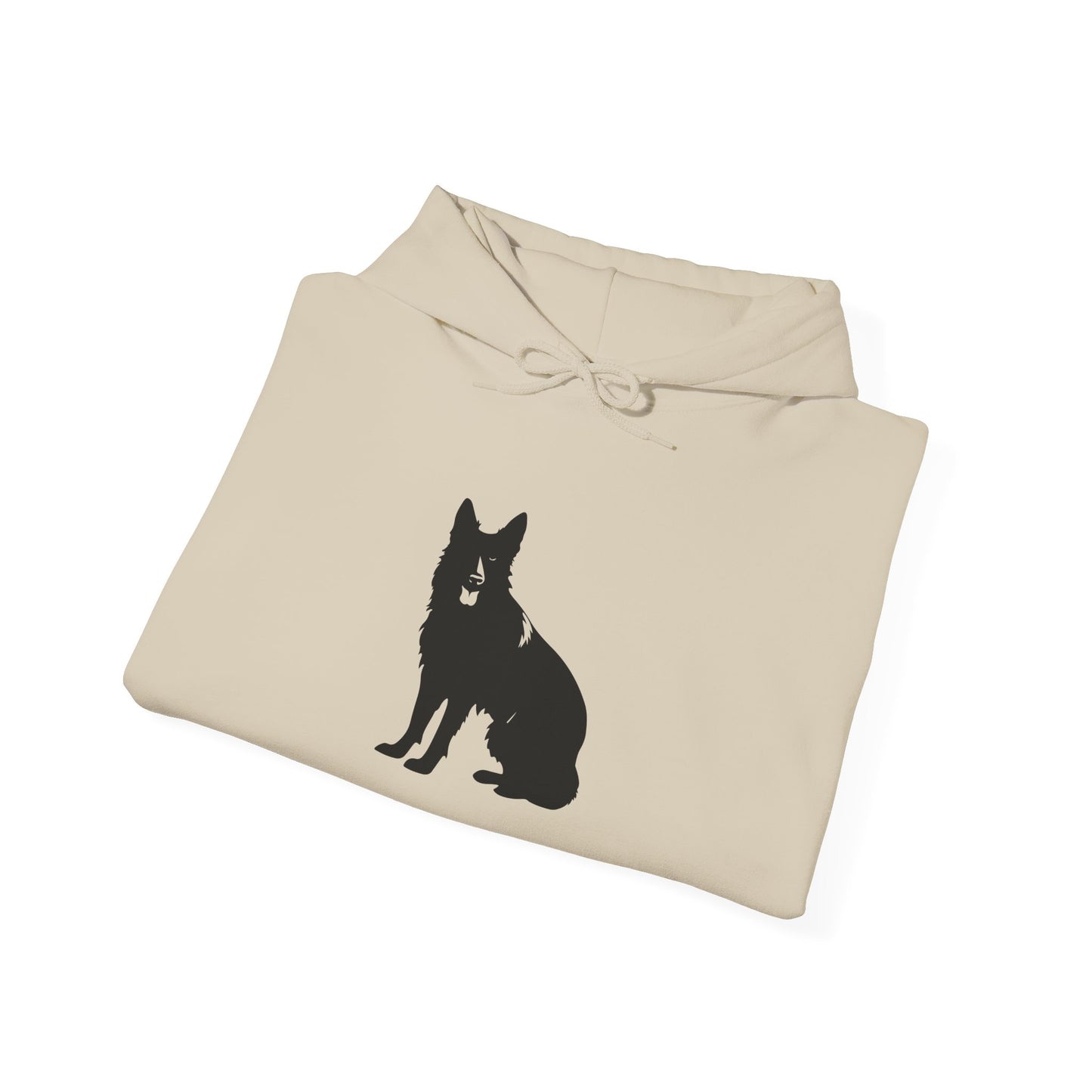 A Unisex Dog Lover Hoodie With Black German Shepherd Leaving His Tongue Out Sloppy Sitting