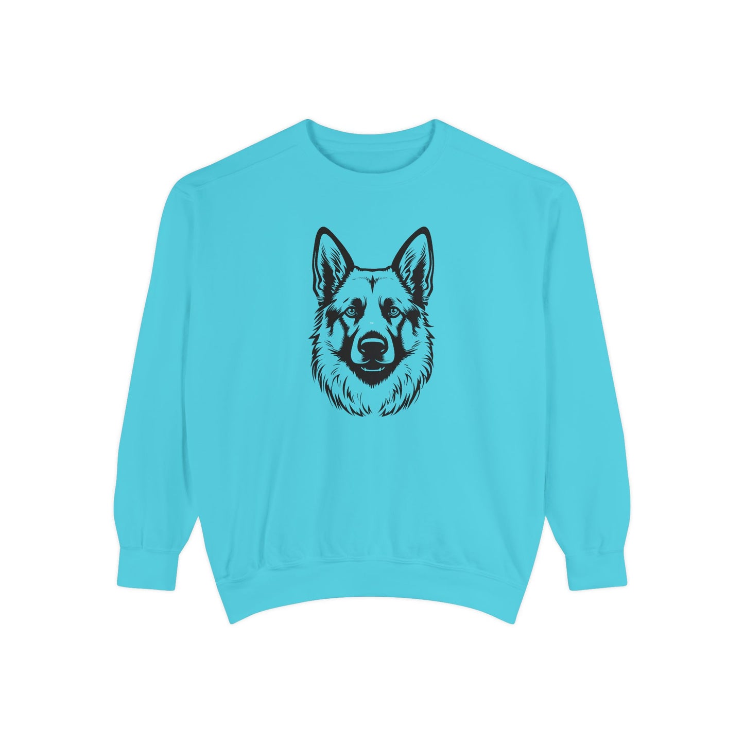 Unisex Dog Lover Sweatshirt With a Close Up Graphic of Black and Transparent German Shepherd
