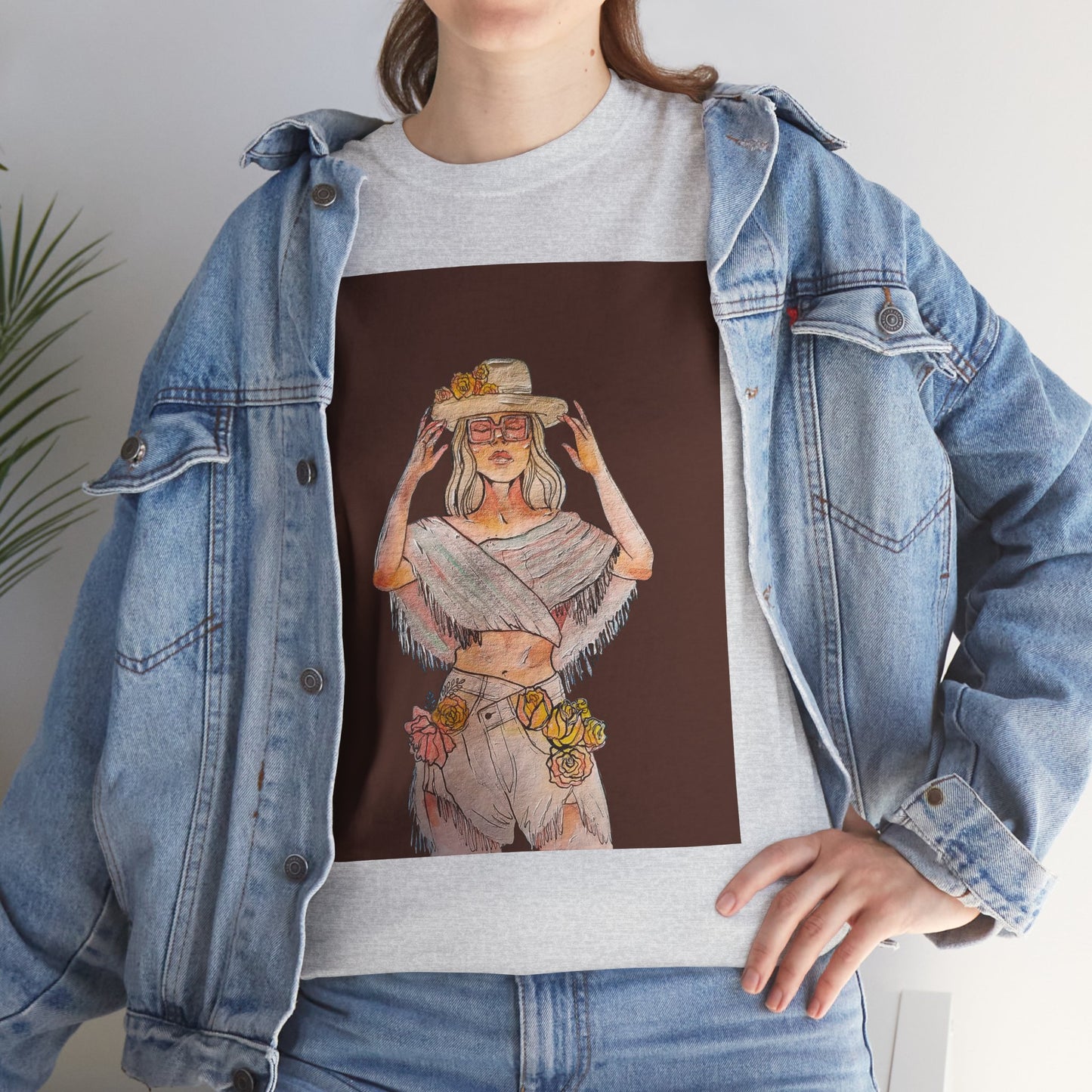 Bohemian Vibes Unisex Heavy Cotton Vintage Tee, Casual Wear, Summer Style Shirt, Gift for Her, Festival Outfit, Art-Inspired Apparel