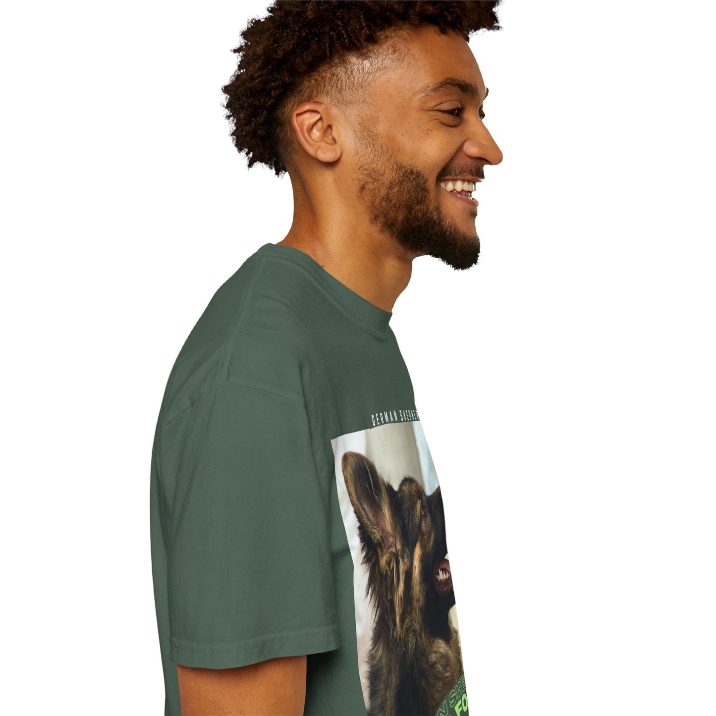 Unisex T-Shirt With Close Up Face of Working Line German Shepherd Mouth Opened and Quote A GSDs Love is Forever