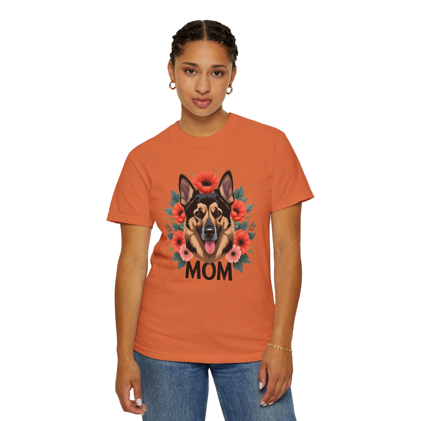 Floral German Shepherd Dog Mom T-Shirt, Perfect Gift for Dog Lovers, Mother’s Day, Birthday, Casual Wear, Comfortable Everyday Tee