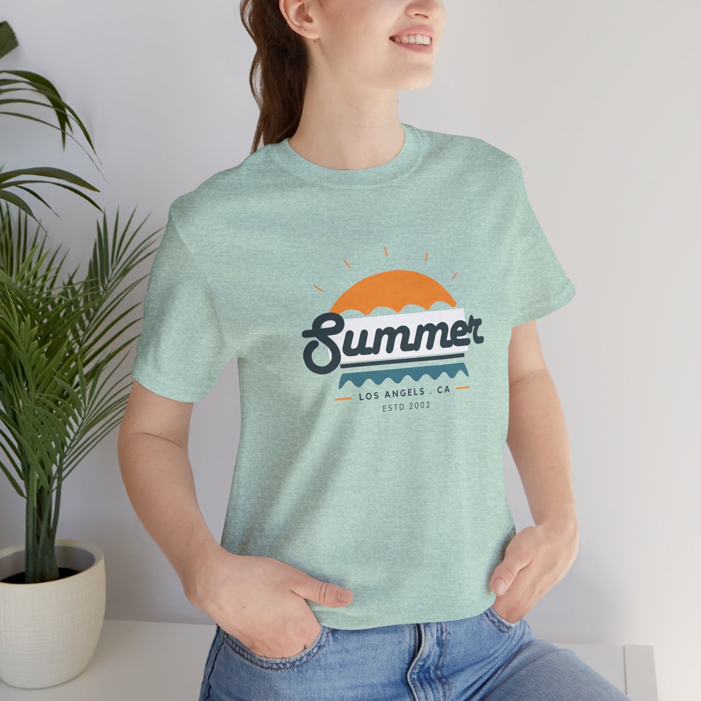 Summer Vibes Unisex Jersey Short Sleeve Tee, Beach Shirt, Casual Summer Wear, Gift for Friends, Coastal Adventure Top, LA Style Tee