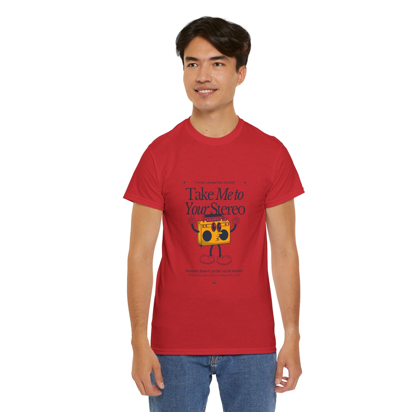 Retro Music Lover Tee - Take Me To Your Stereo, Vintage Style Shirt, Graphic T-Shirt, Unisex Cotton Top, Perfect Gift for Musicians, Summer Outfit