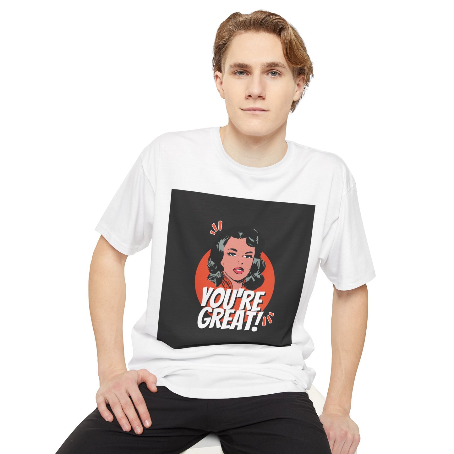Unisex Long Body Urban Tee - "You're Great!" Graphic Tee, Casual Streetwear, Positive Affirmation Shirt, Gift for Friends, Everyday Style