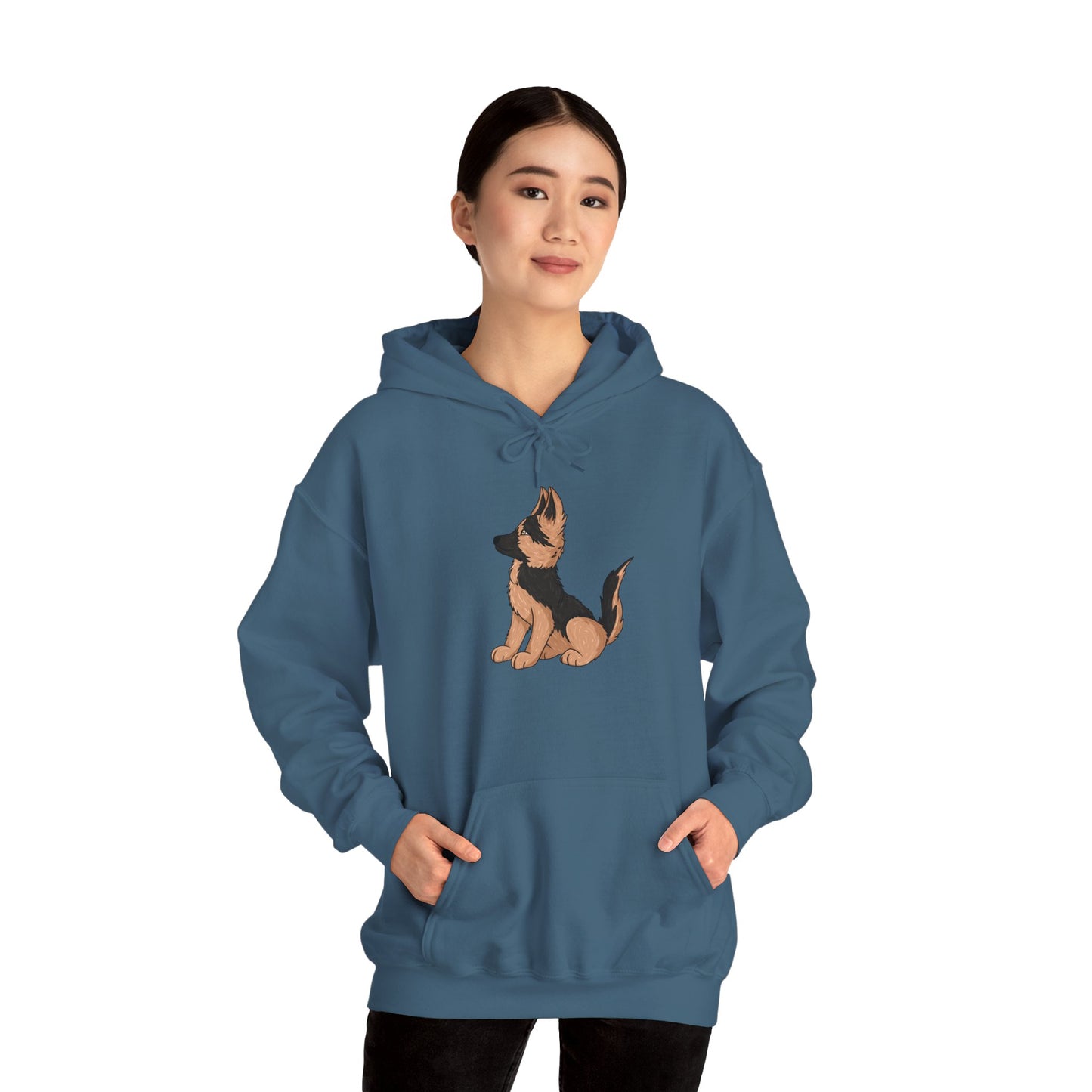 Unisex Dog Lover Hoodie With a Graphic of Cute German Shepherd Puppy Looking Upward