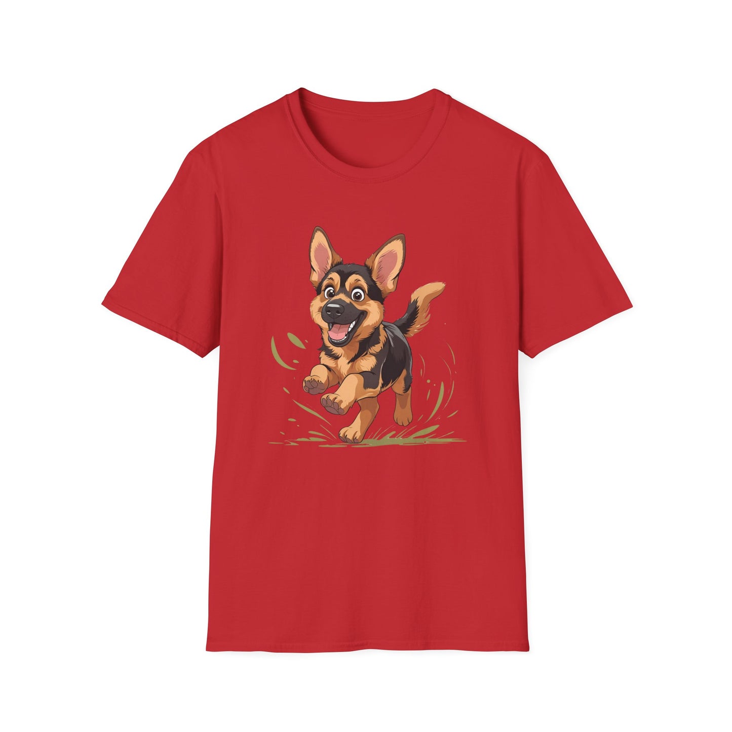 Cute Playing Puppy Graphic Unisex Softstyle T-Shirt, Dog Lover Gift, Casual Wear, Animal Theme Shirt, Perfect for Birthdays, Pet Owners