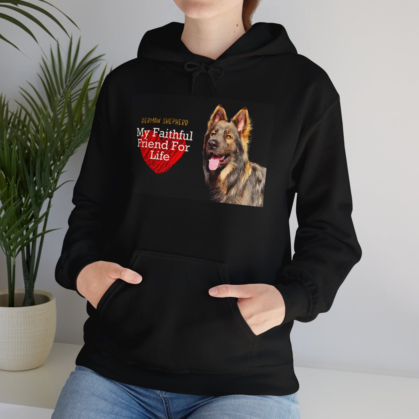 Unisex Dog Lover Hoodie With Old-fashioned German Shepherd and Quote My Faithful Friend For Life